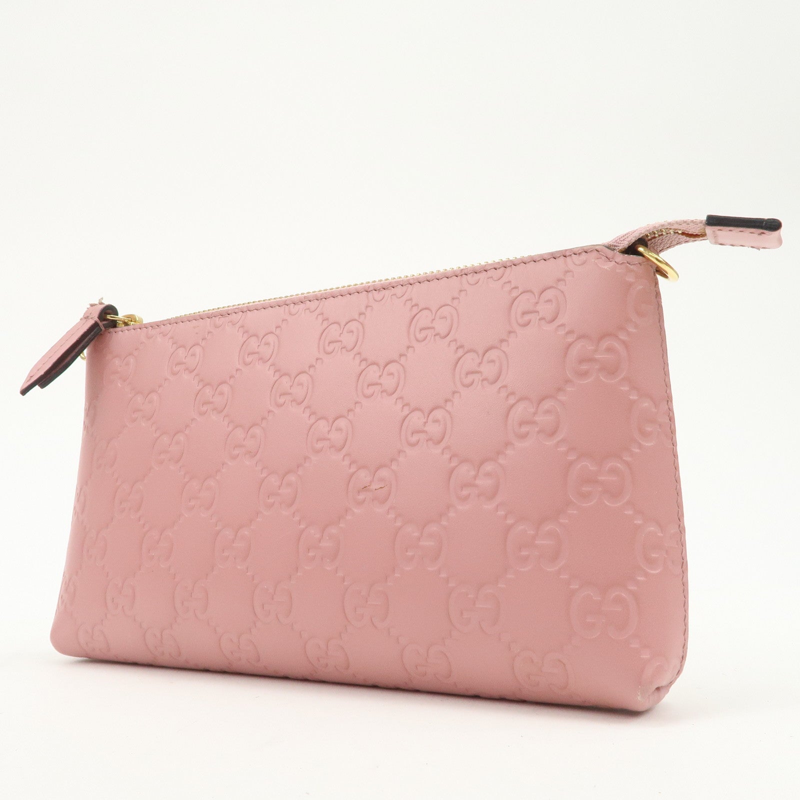 GUCCI Guccissima Leather Logo Chain Shoulder Bag Pink 428449