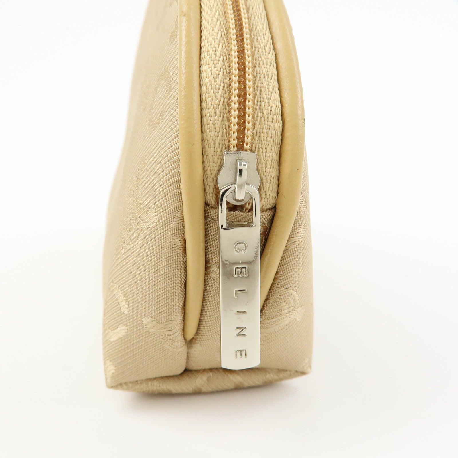 CELINE Set of Pile Towel And Canvas Leather Pouch Black Beige