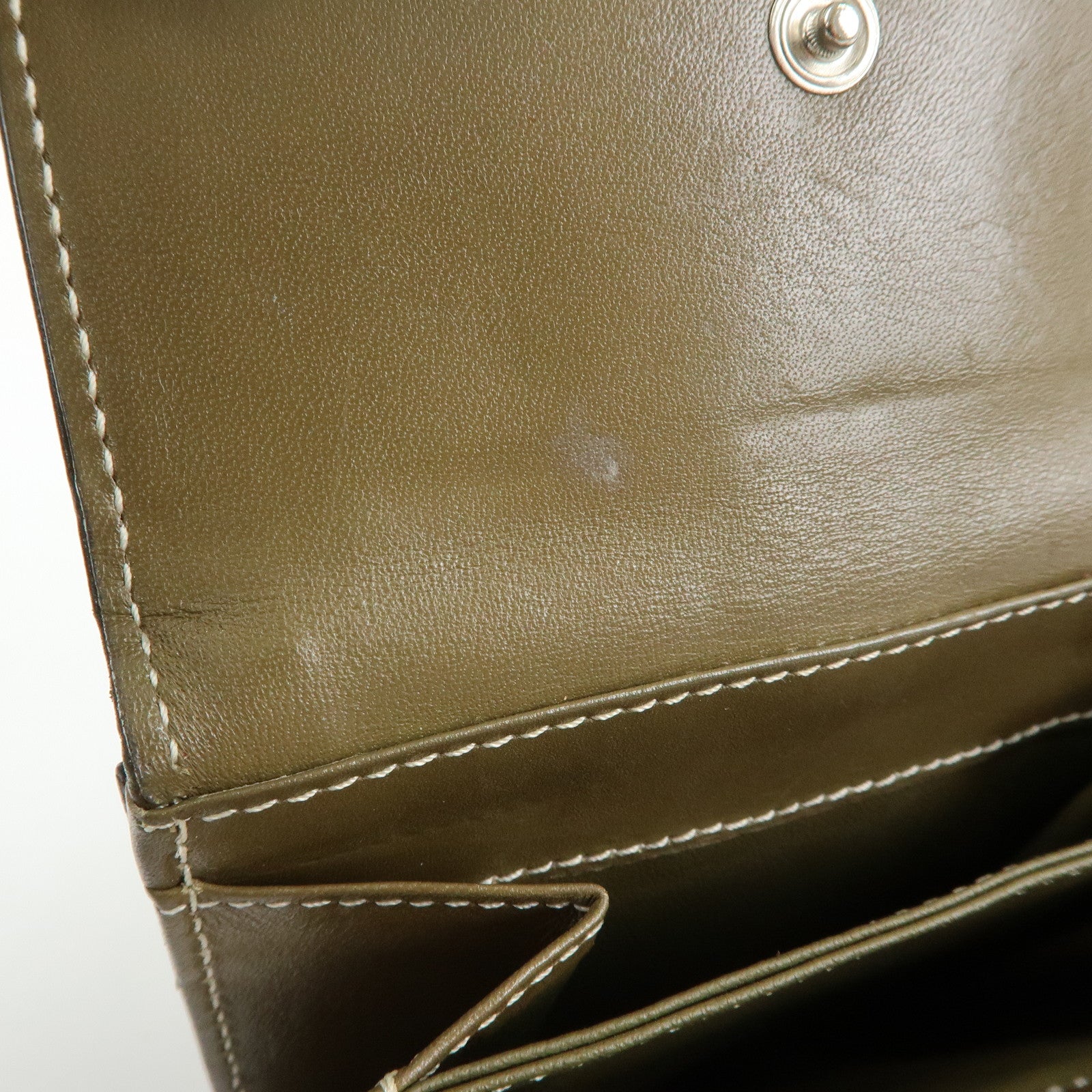 CELINE C Macadam Canvas Leather Compact Wallet Khaki