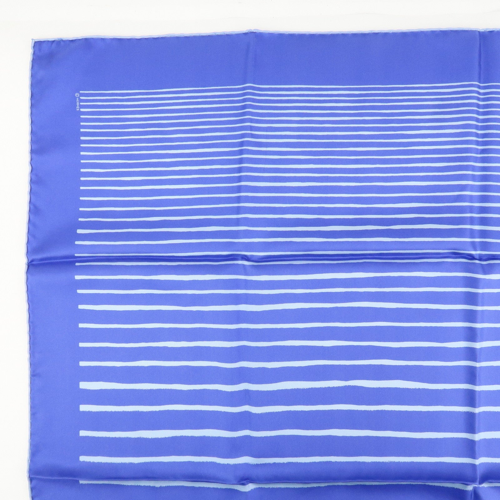 HERMES Carre 90 Silk 100% Scarf MEDITERRANEE Blue Used