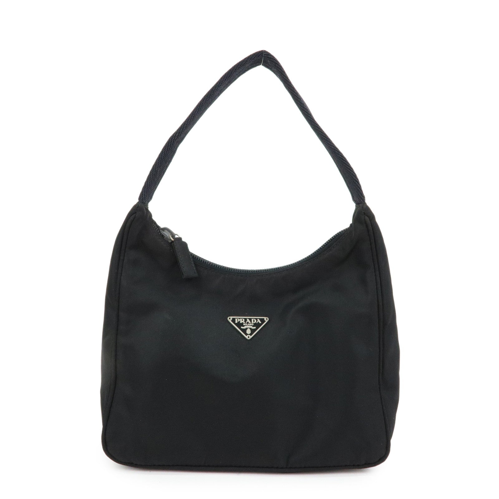 PRADA Triangle Logo Nylon Mini Hand Bag Shoulder Bag Black