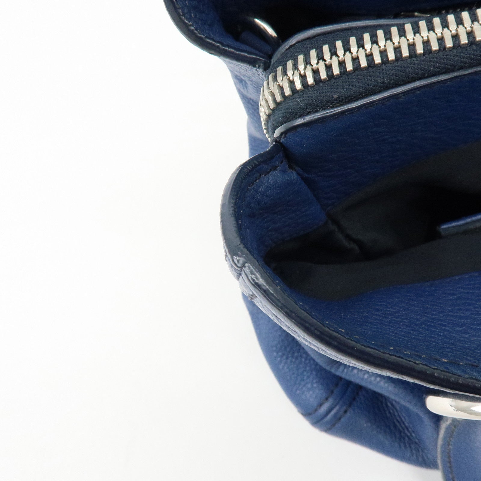 MIU MIU Madras Leather 2Way Bag Hand Bag Shoulder Bag Blue