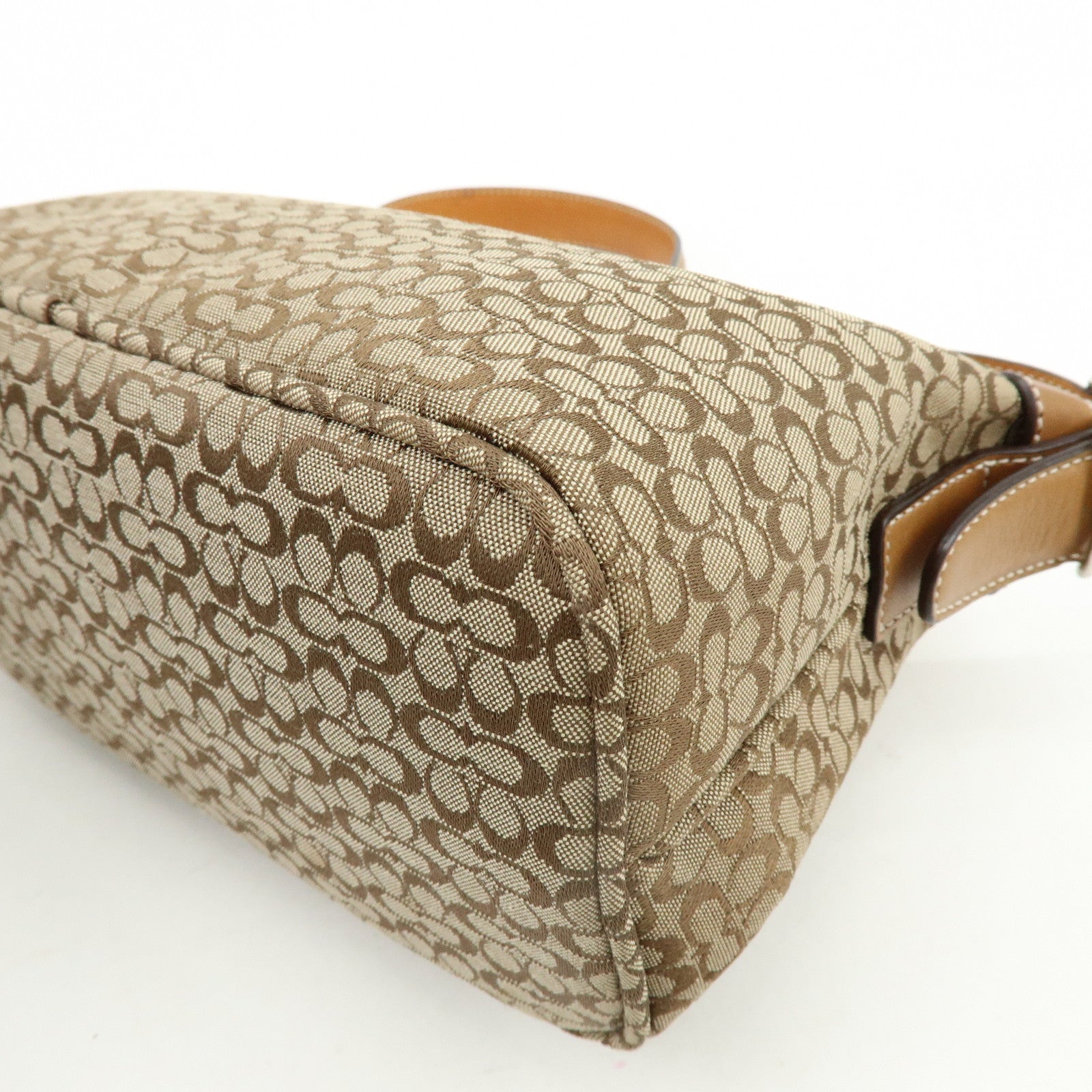 COACH Signature Canvas Leather Hand Bag Shoulder Bag Brown