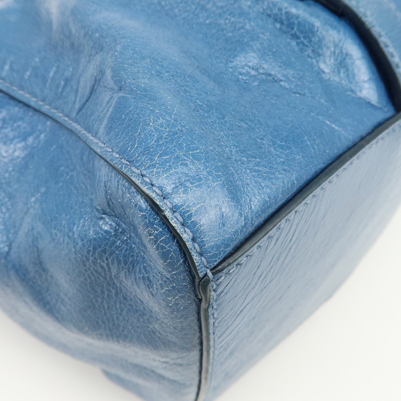 MIU MIU Leather 2Way Bag Shoulder Bag Hand Bag Blue RT0383