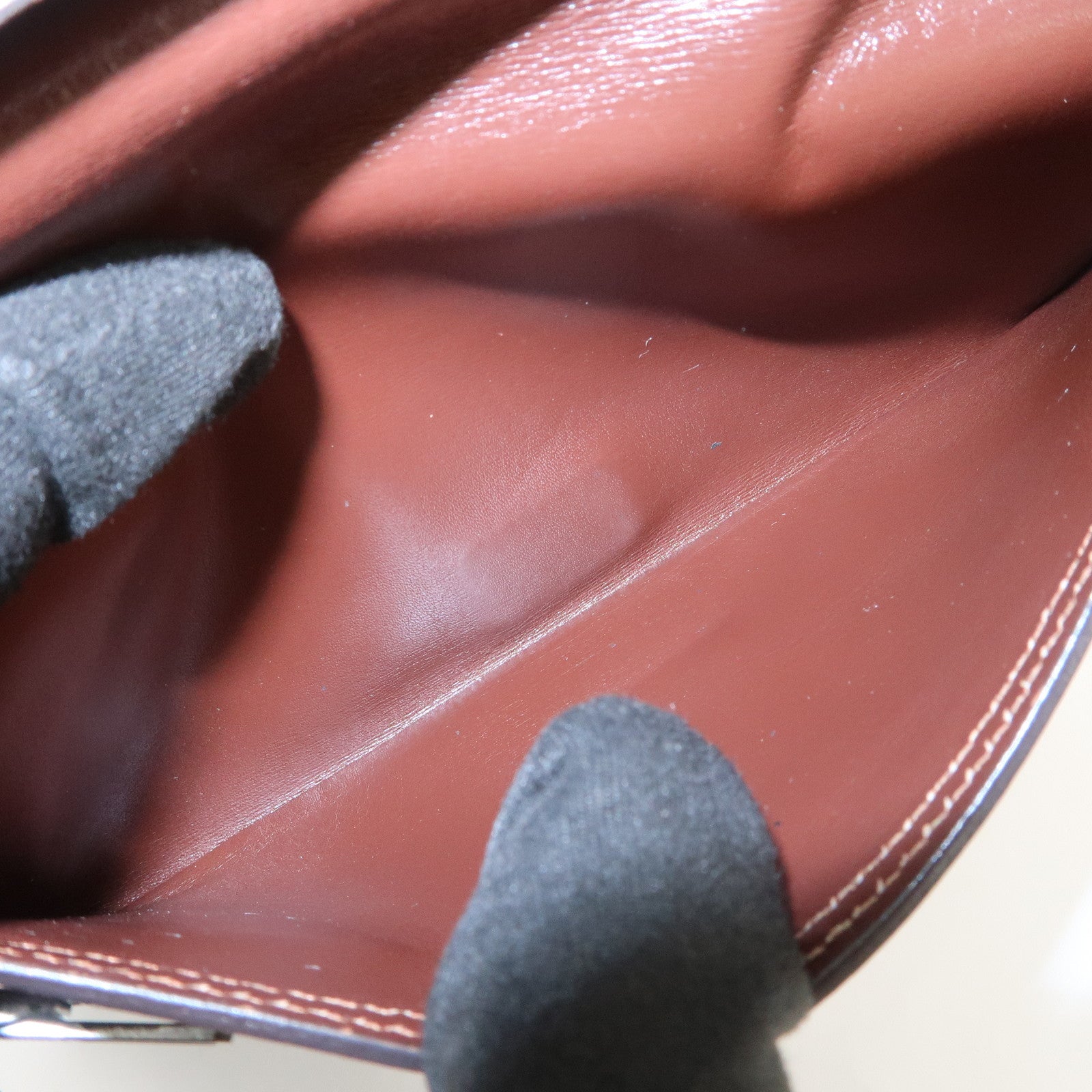 HERMES Béarn Classic Leather Long Wallet F Stamped Brown