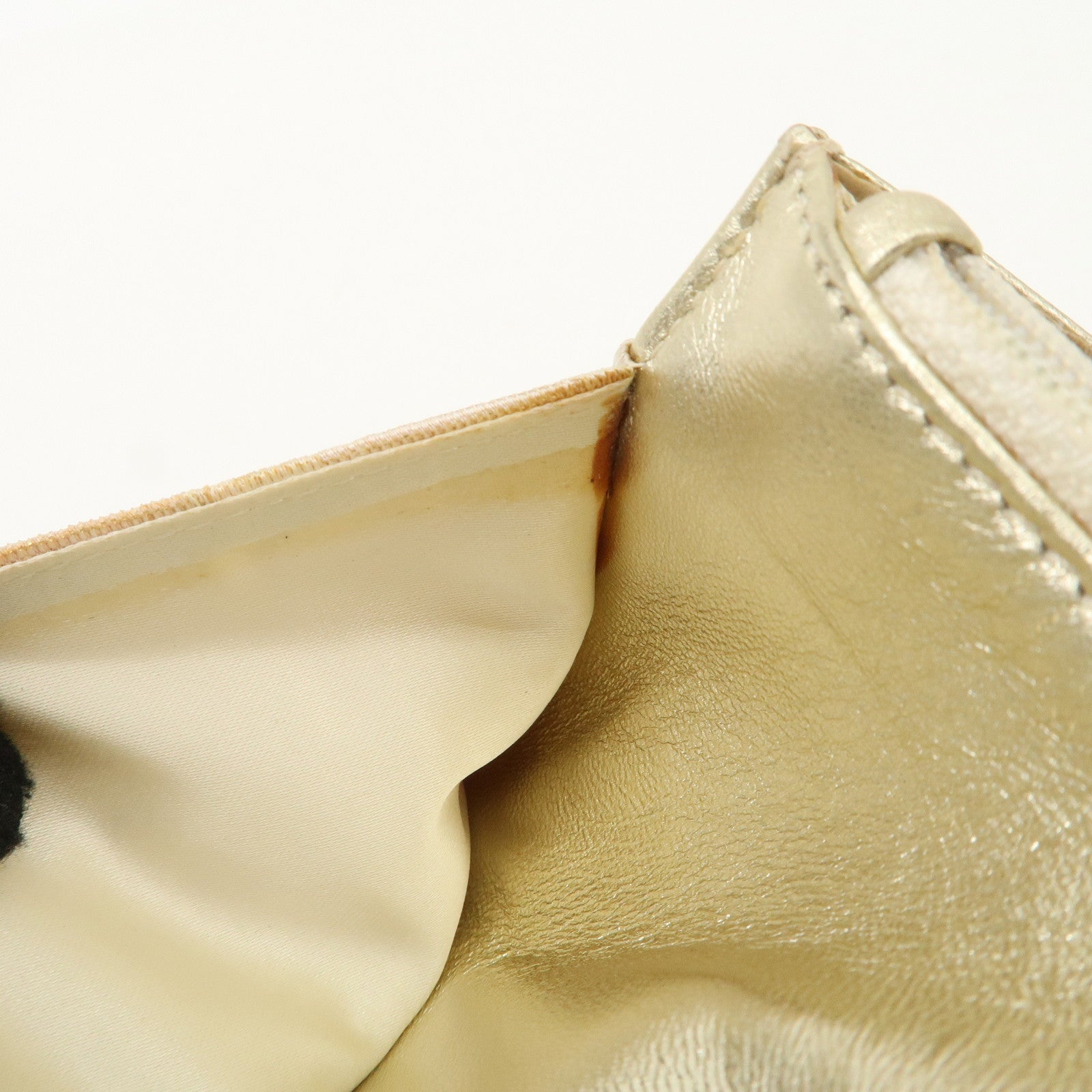 Chanel New Travel Line Nylon Jacquard Leather Chain Wallet Gold A15772 Used