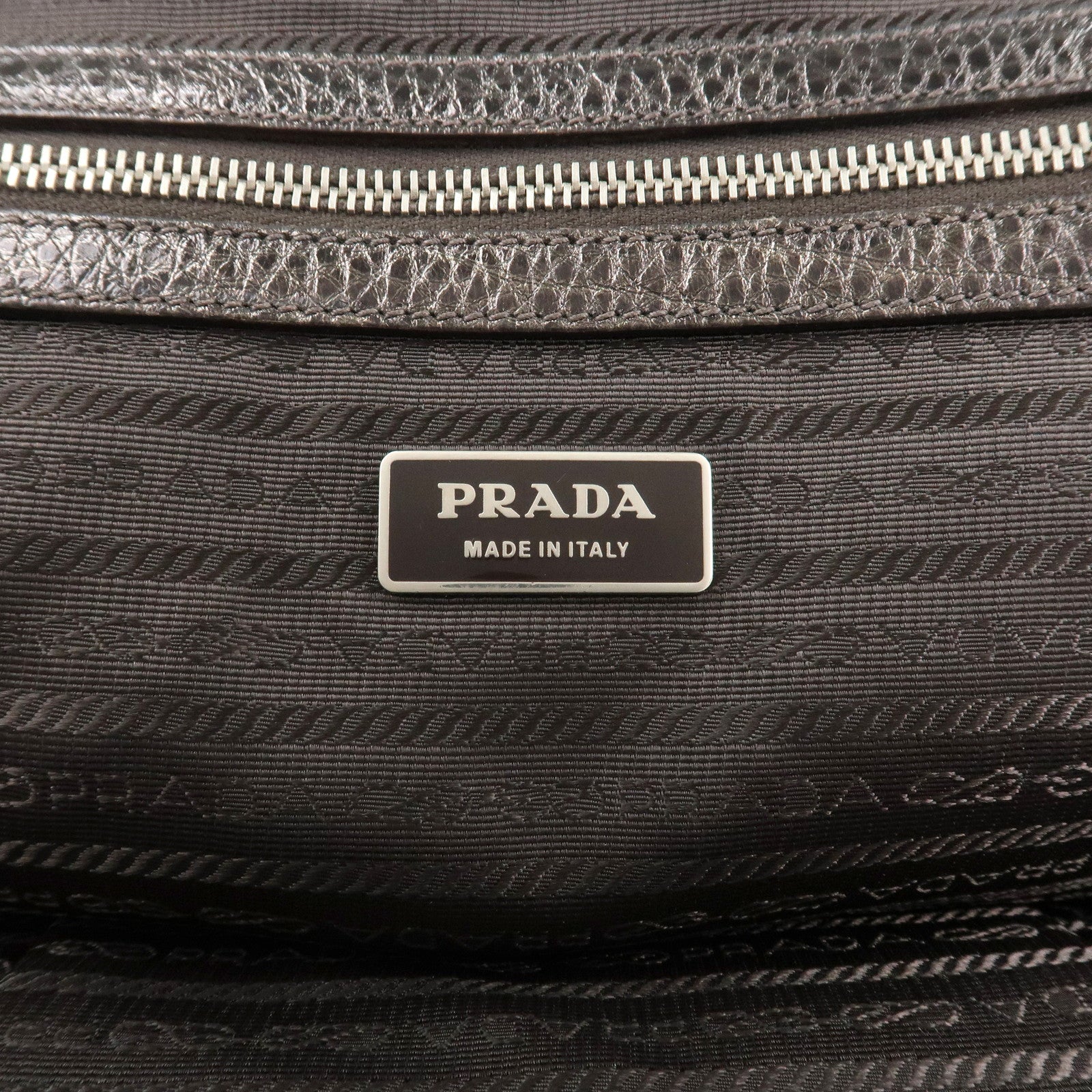 PRADA Logo Leather Shoulder Bag Boston Bag Metallic Gold