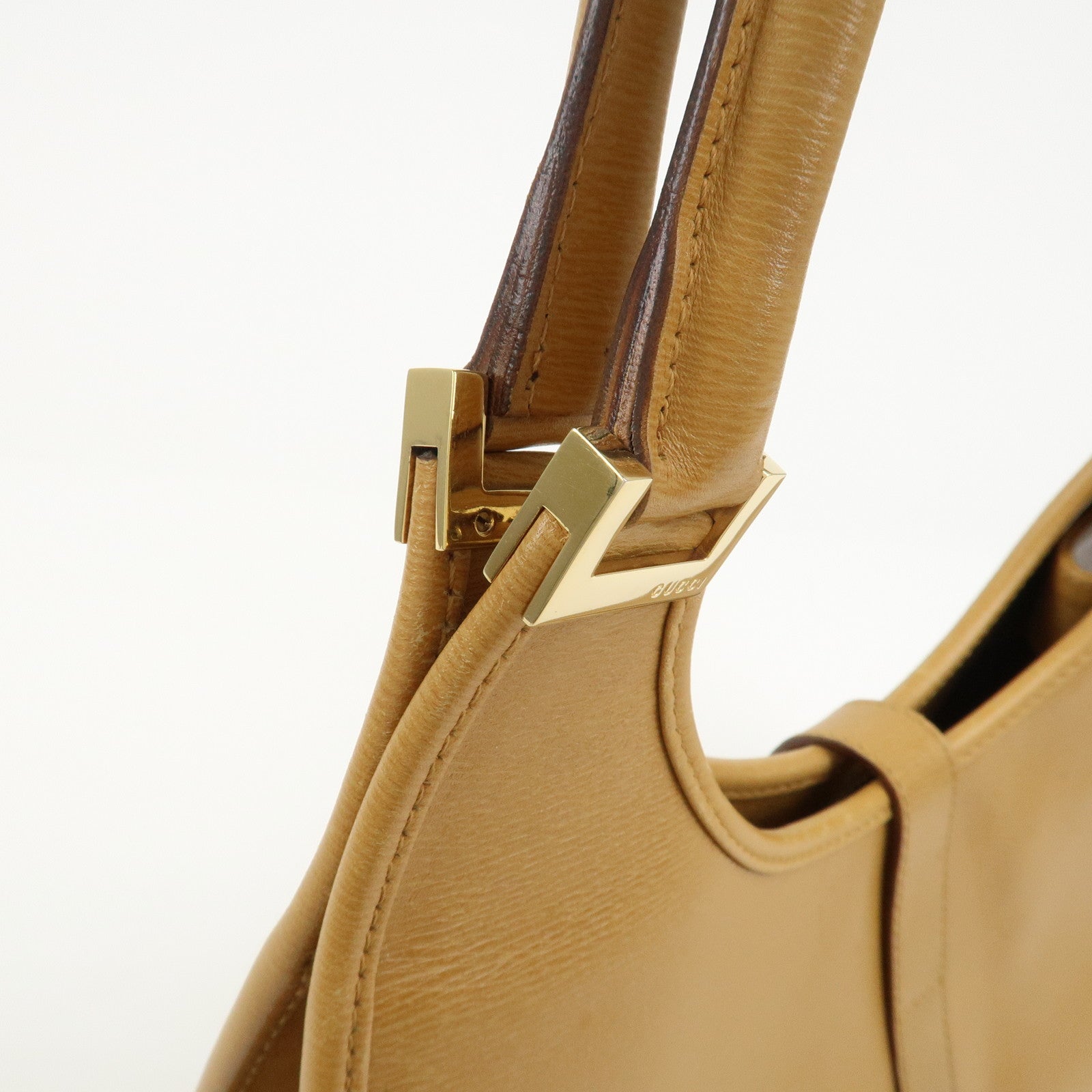 GUCCI Jackie Logo Leather Shoulder Bag Hand Bag Brown 002・1067