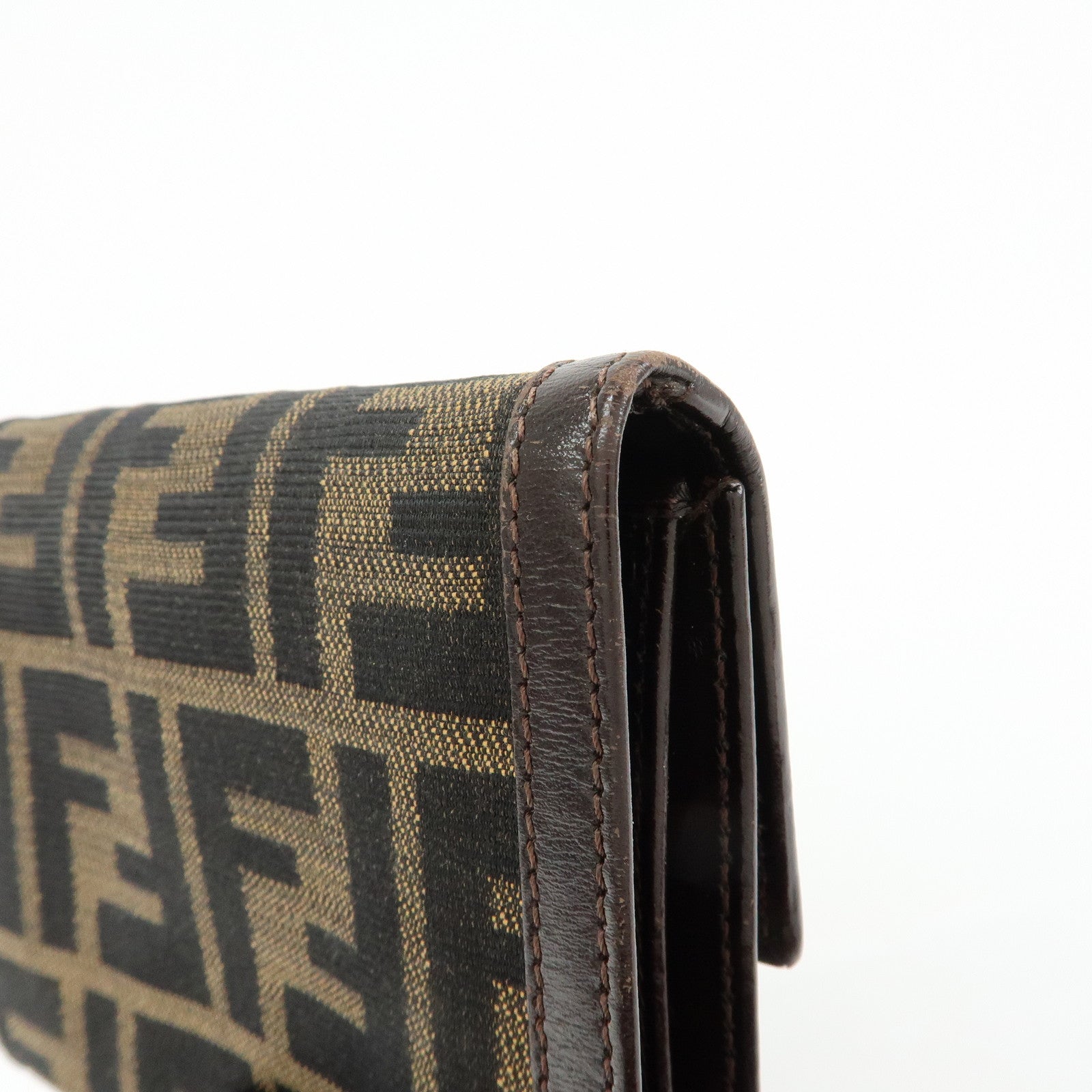 FENDI Zucca Canvas Leather Compact Wallet Brown 2270・30729・008