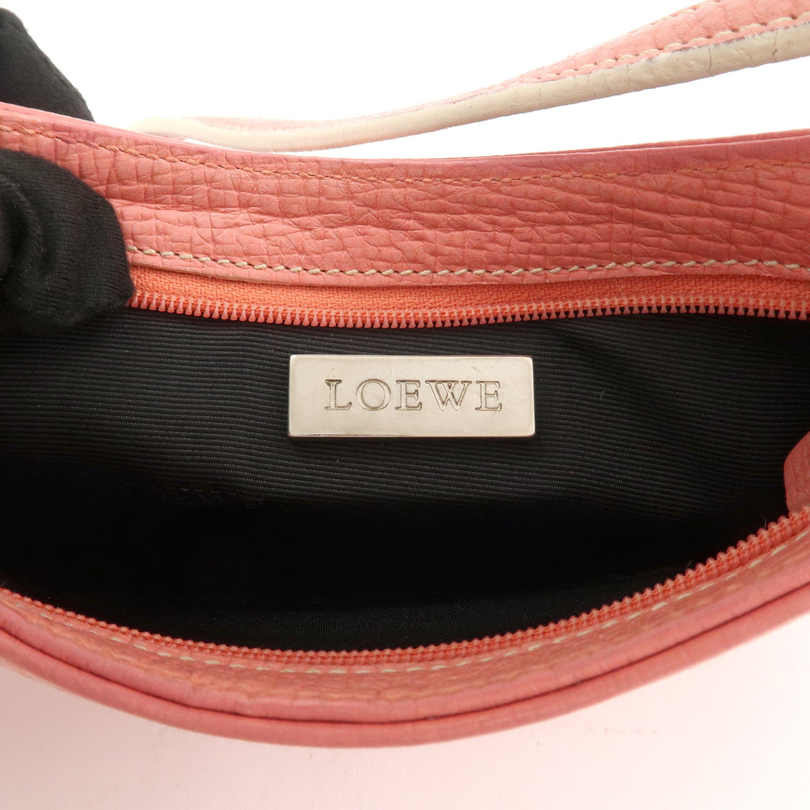 LOEWE Leather Shoulder Bag Hand Bag Pink Silver Hardware
