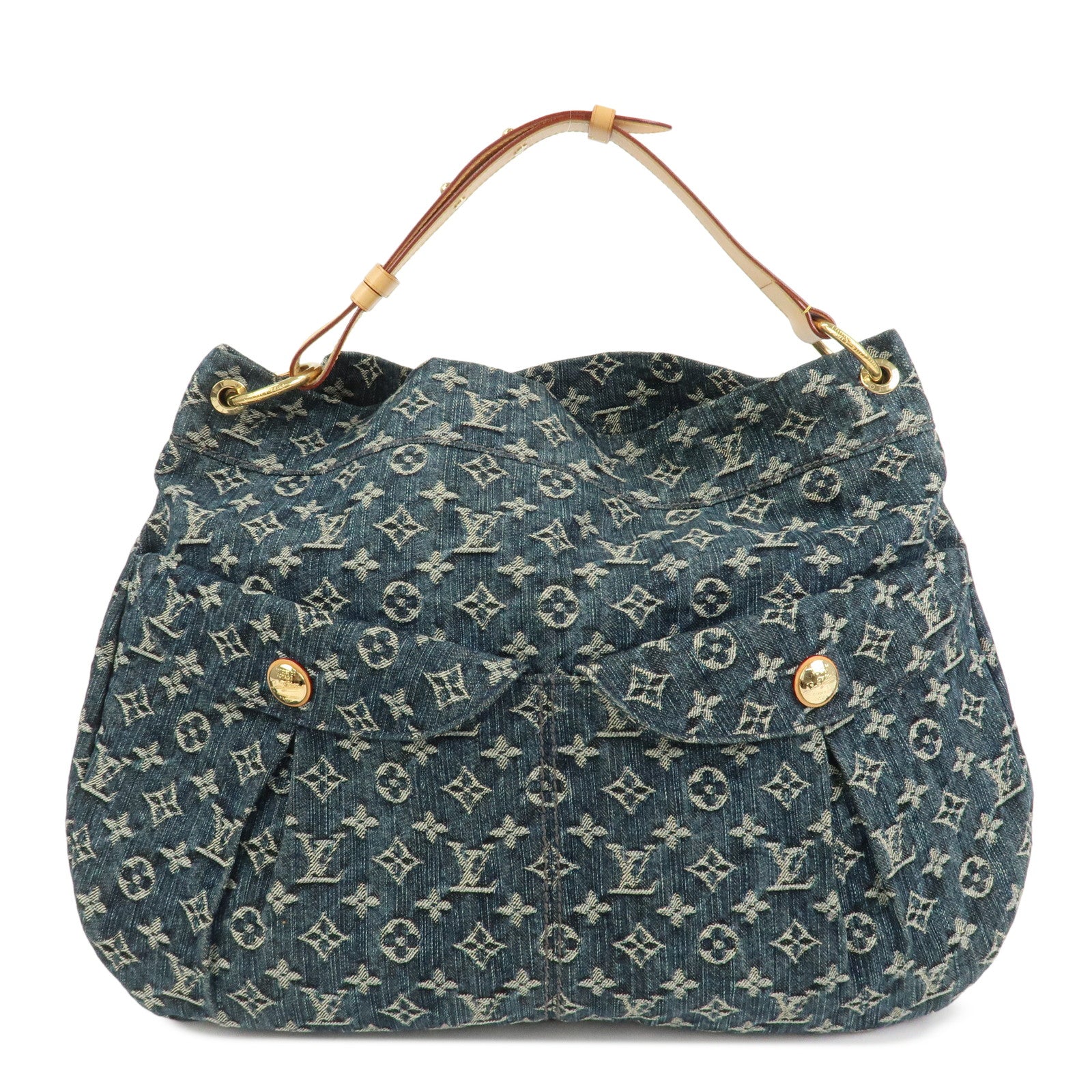 Louis Vuitton Monogram Denim Daily GM Shoulder Bag Gris Bleu M40493