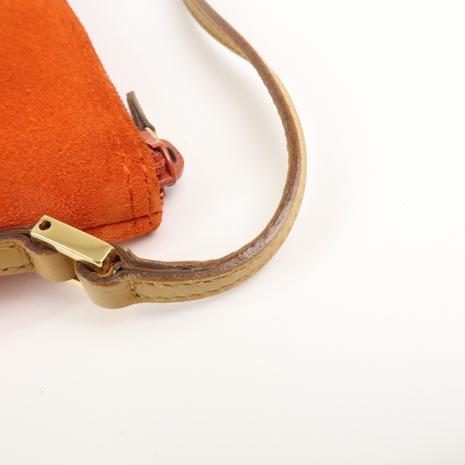 GUCCI Suede Leather Accessory Pouch Hand Bag Orange 039.1103