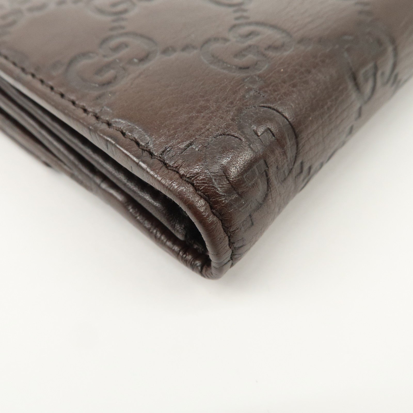 GUCCI Guccissima Leather W Hook Bi-Fold Long Wallet Brown 112715 Used