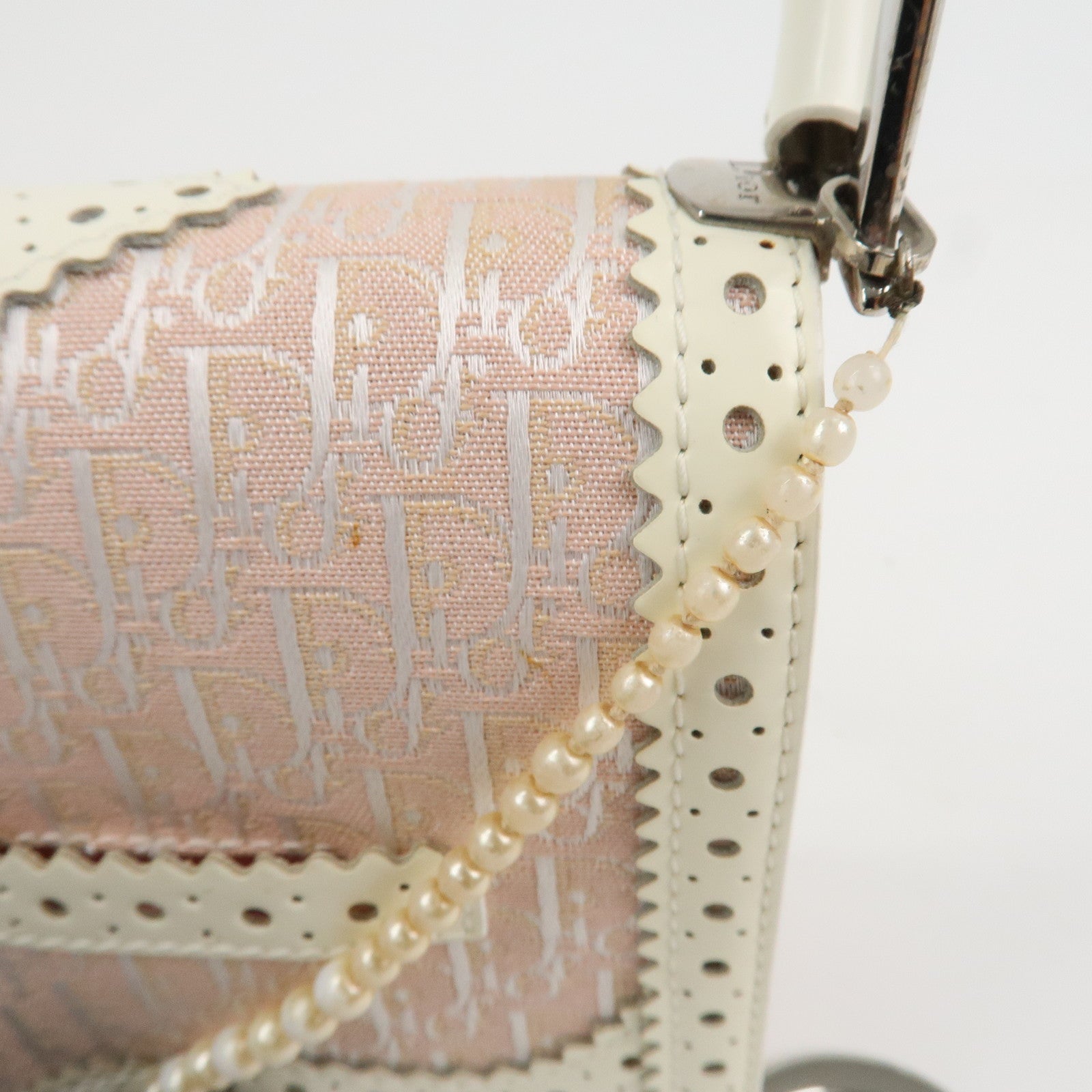 Christian Dior Trotter Canvas Leather Hand Bag Shoulder Bag Pink