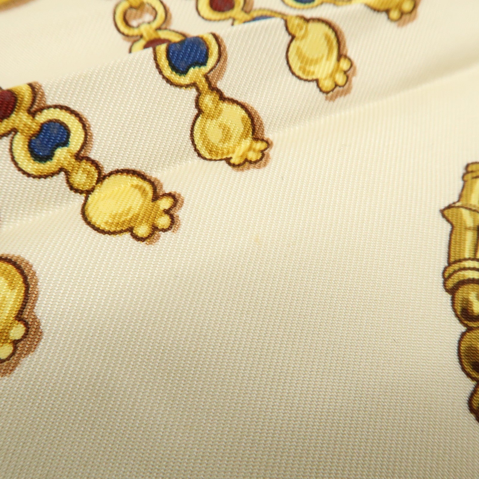 HERMES Carre 90 Silk 100% Scarf PARURES DES SABLES Gold Brown Used