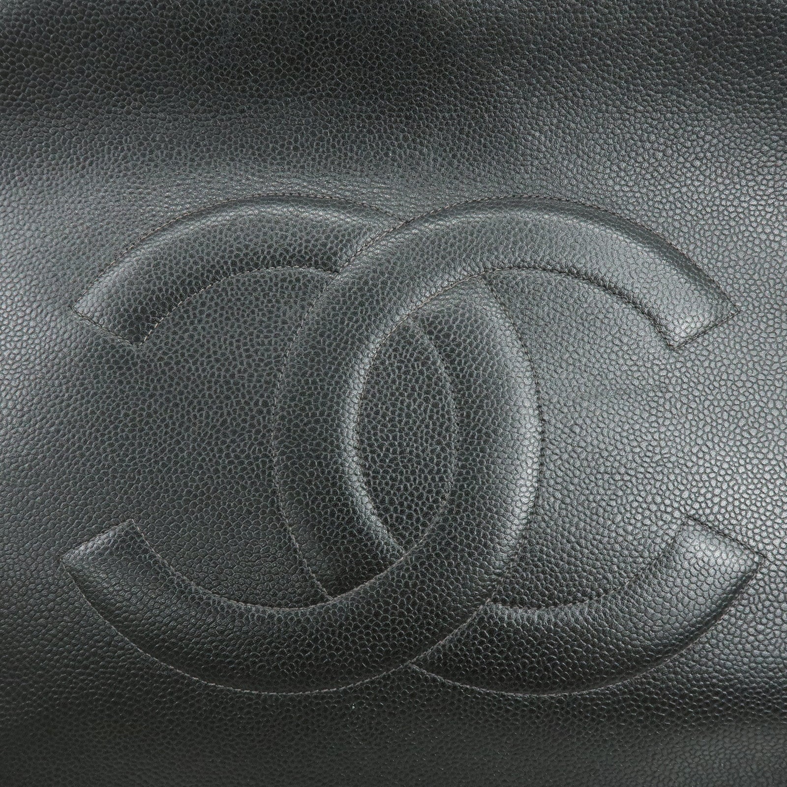 CHANEL COCO Mark Caviarskin Tote Bag Chain Shoulder Bag Black