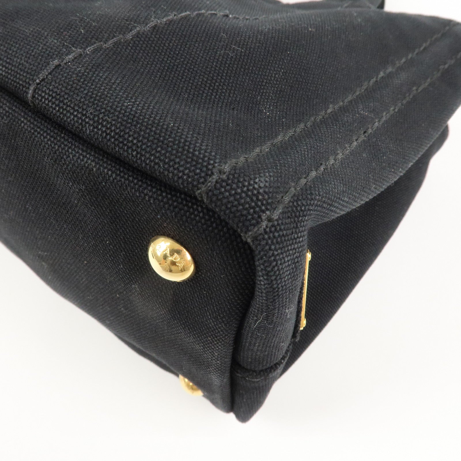 PRADA Canapa Mini Canvas 2Way Bag Hand Bag Shoulder Bag Black 1BG439 Used