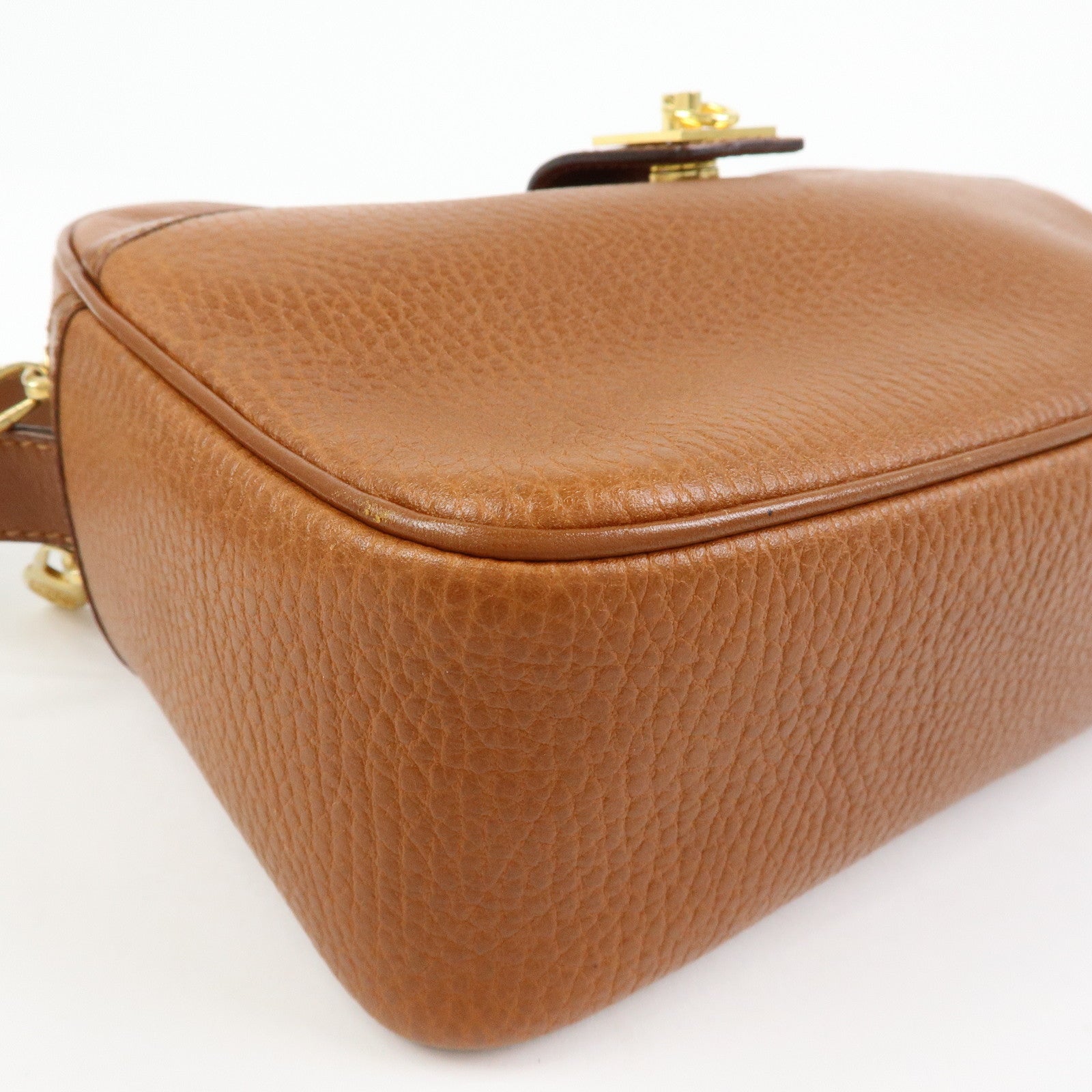 CELINE Leather Shoulder Bag Crossbody Bag Brown