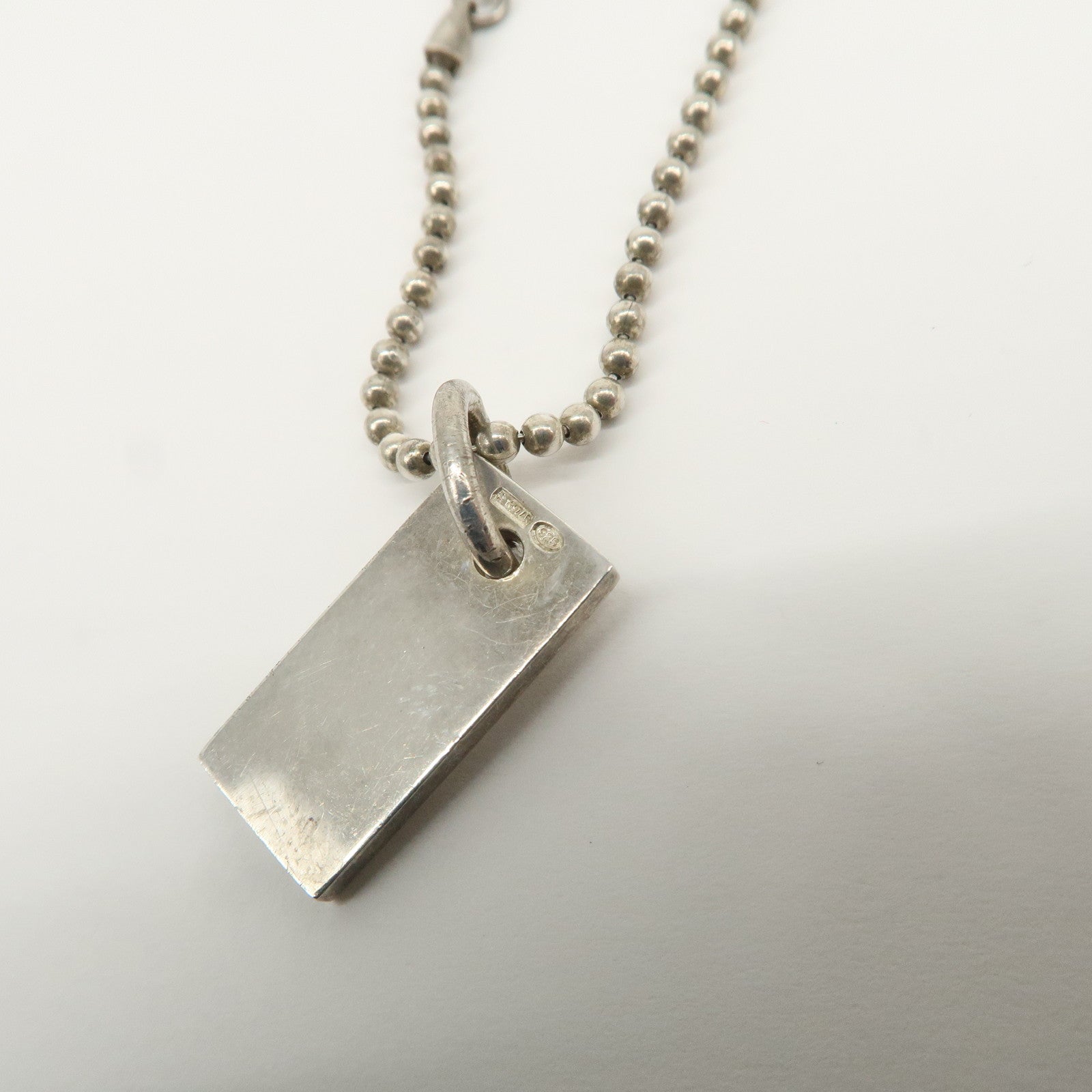 GUCCI Ball Chain Rectangle Charm Bracelet SV925 Silver
