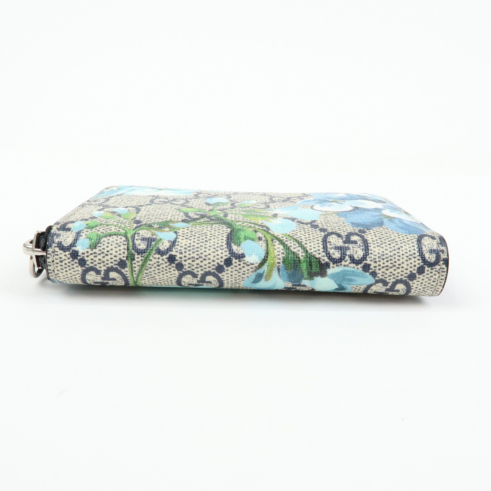 GUCCI GG Blooms GG Supreme Leather Card Case Beige Navy 410220