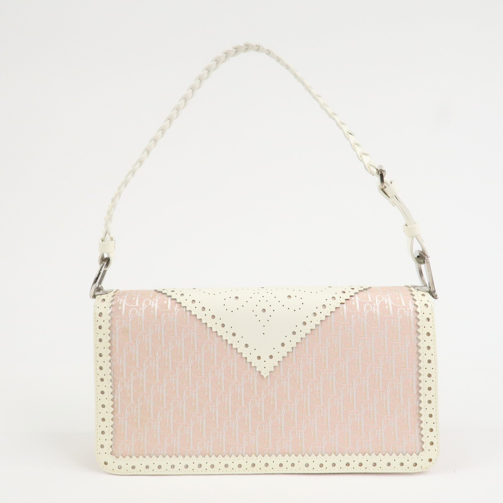 Christian Dior Trotter Canvas Leather Hand Bag Shoulder Bag Pink