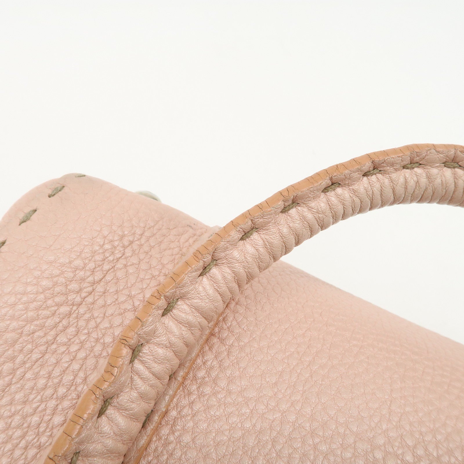 FENDI Selleria Leather Mini Linda Hand Bag Pink Silver HDW 8BR486