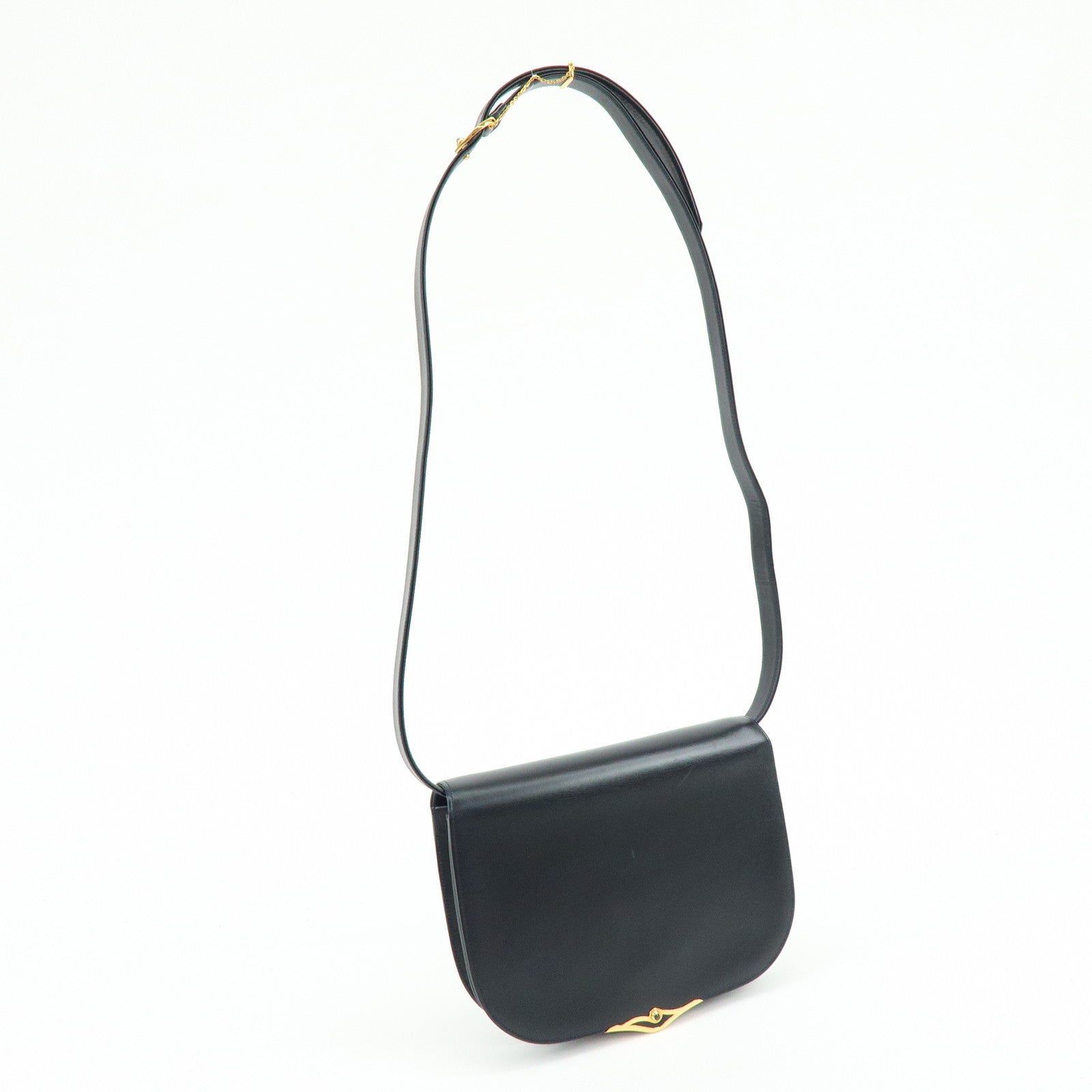 Cartier Leather Shoulder Bag Crossbody Bag Black