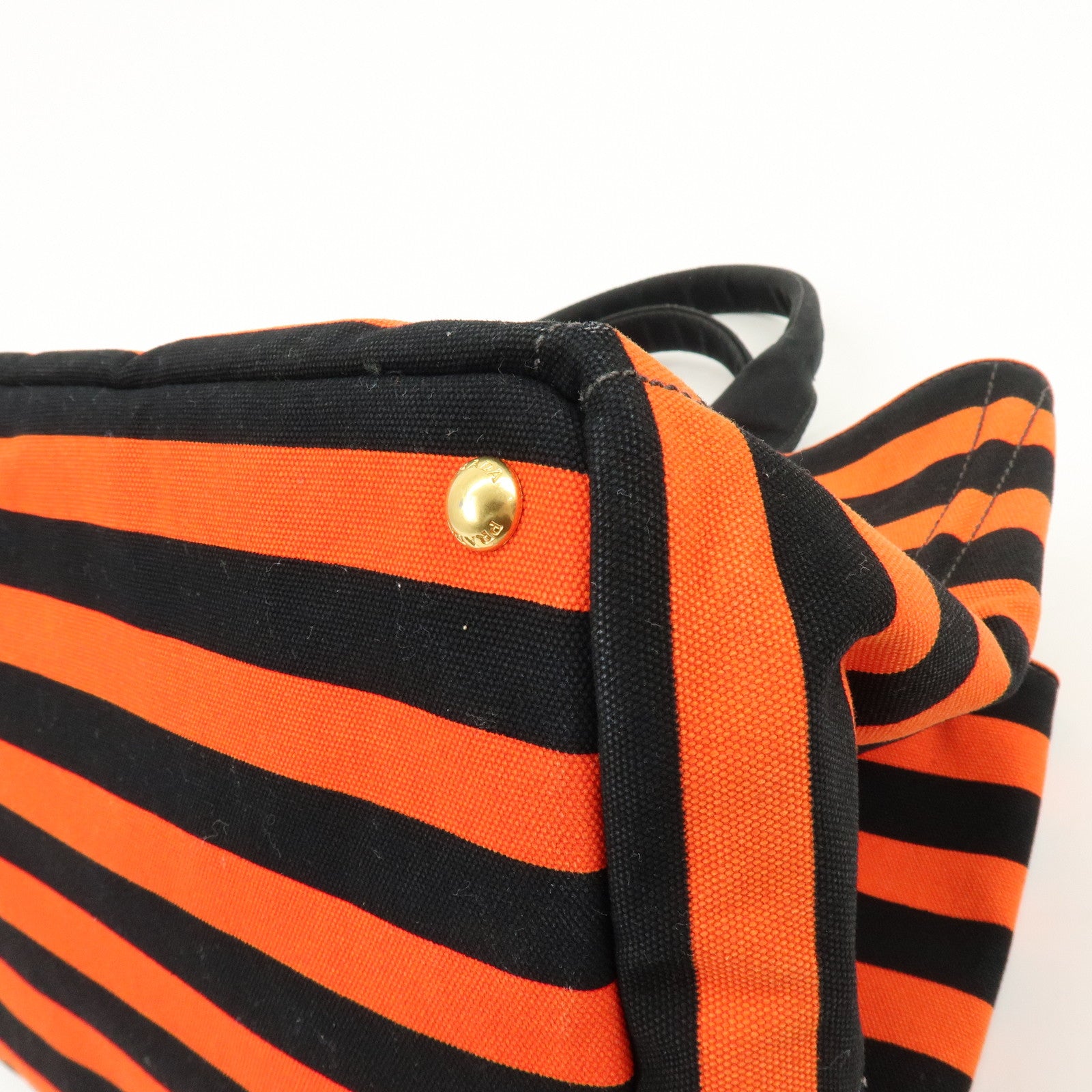PRADA Triangle Logo Canapa Large Canvas Tote Bag Orange B1872B