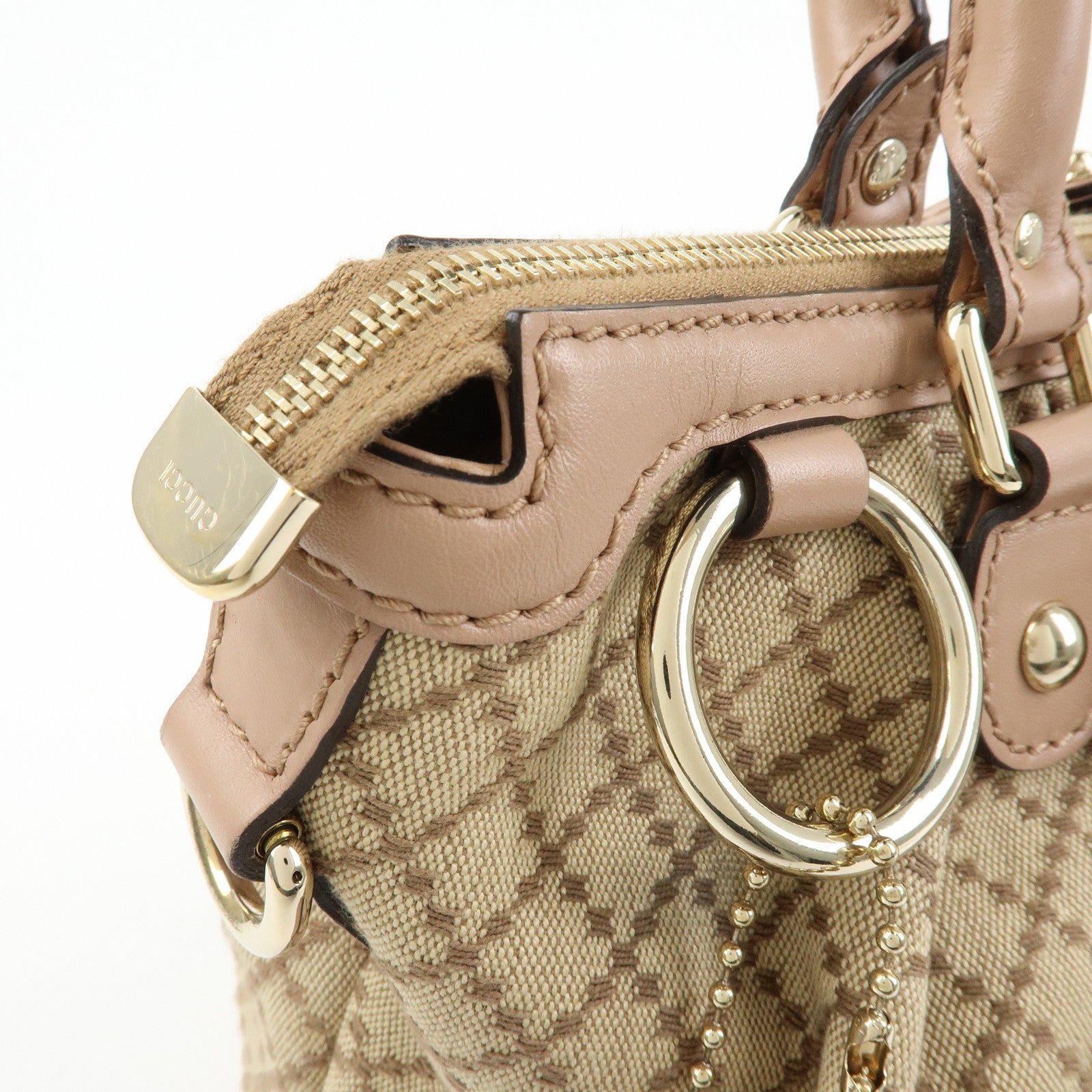 GUCCI Sukey Interlocking G Diamante 2Way Shoulder Bag Beige 247902