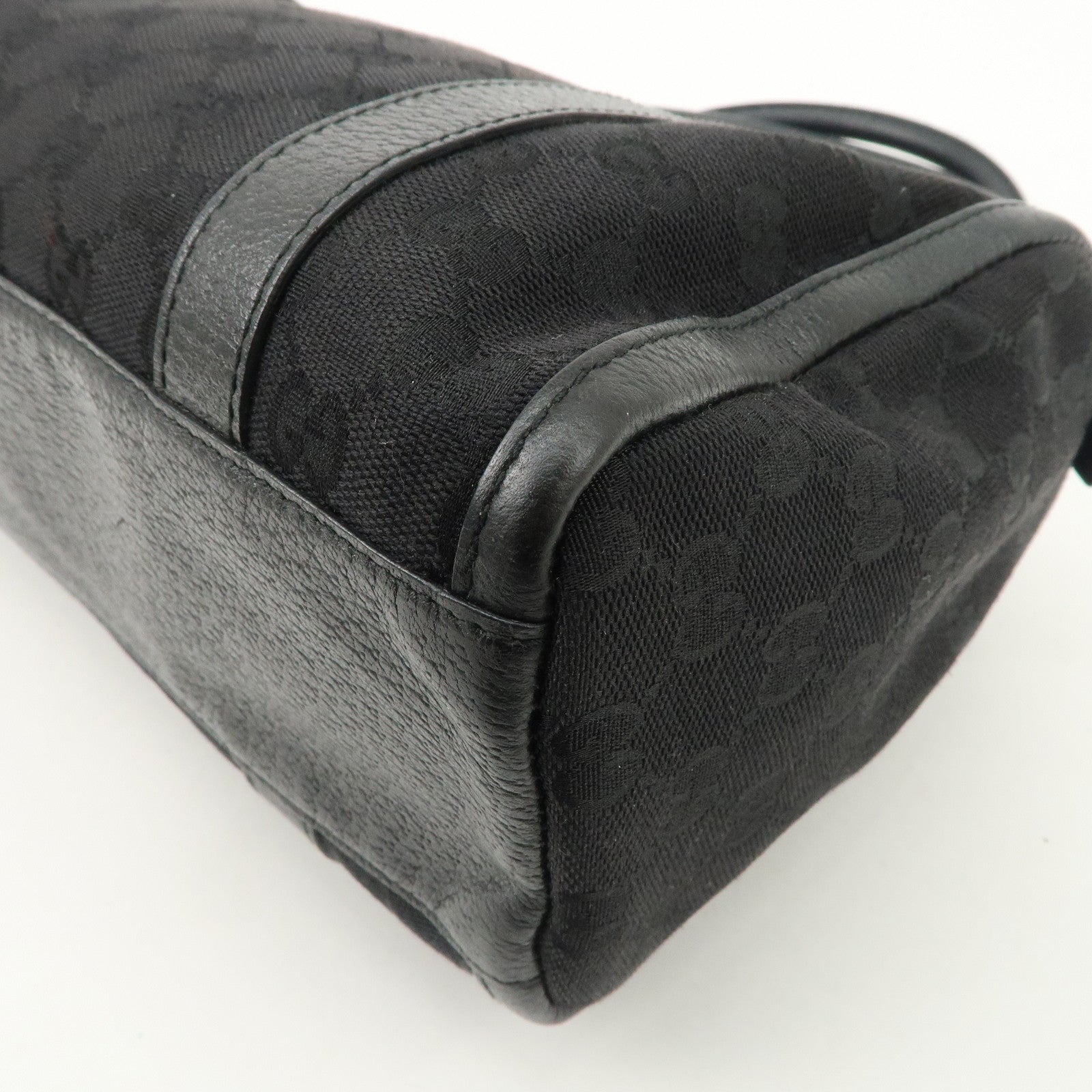 GUCCI Abbey GG Canvas Leather Boston Bag Hand Bag Black 130942 Used