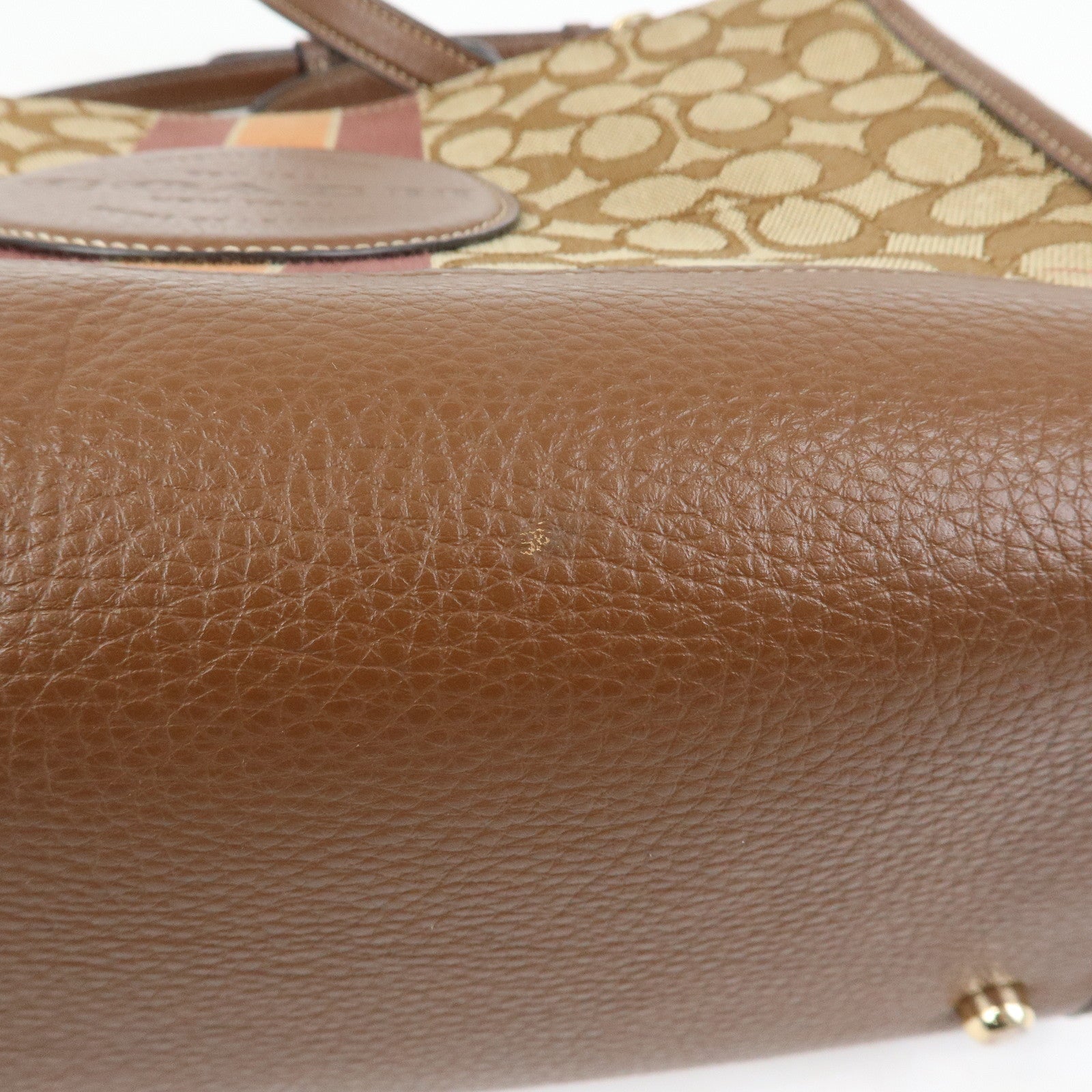 COACH Signature 2Way Canvas Leather Shoulder Bag Hand Bag Beige