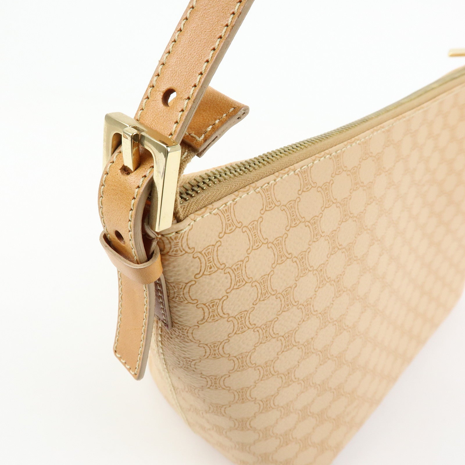 CELINE Macadam PVC Leather Hand Bag Shoulder Bag Beige