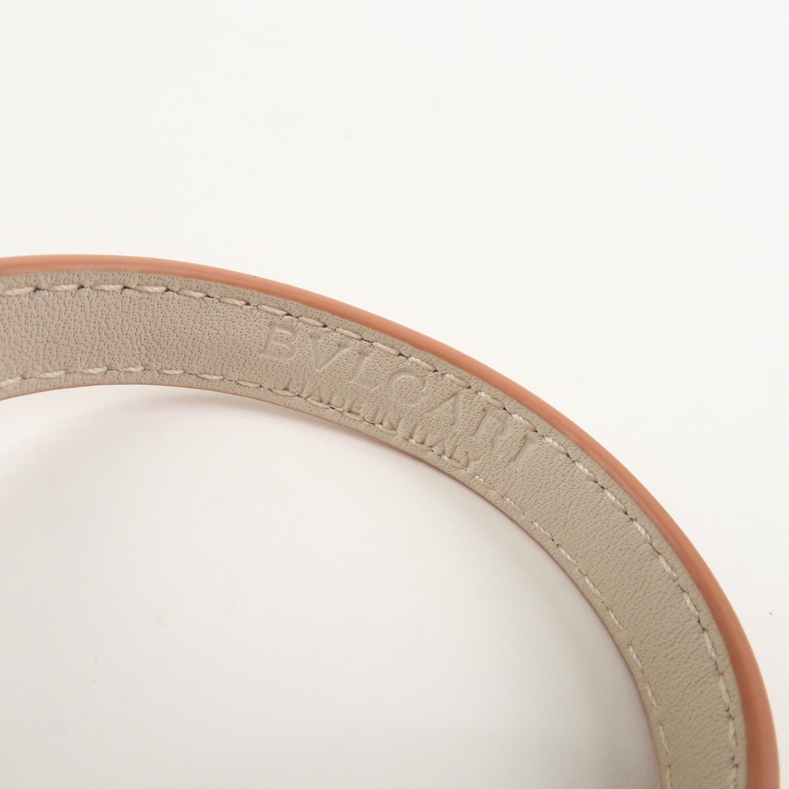 BVLGARI Serpenti Logo Leather Metal Bracelet Bangle Orange