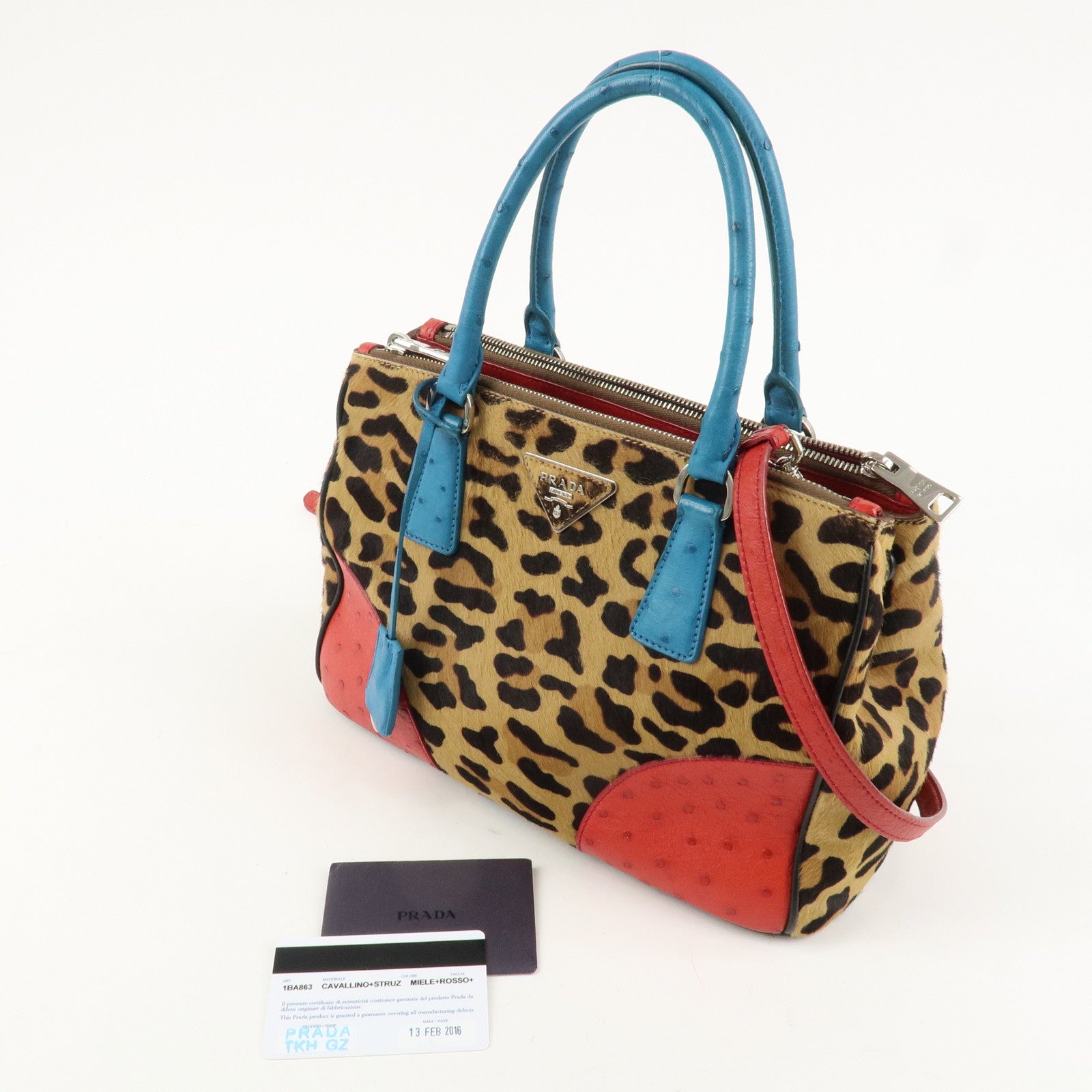 PRADA Galleria Triangle Logo Unborn Calf Leather 2Way Bag 1BA863 Used