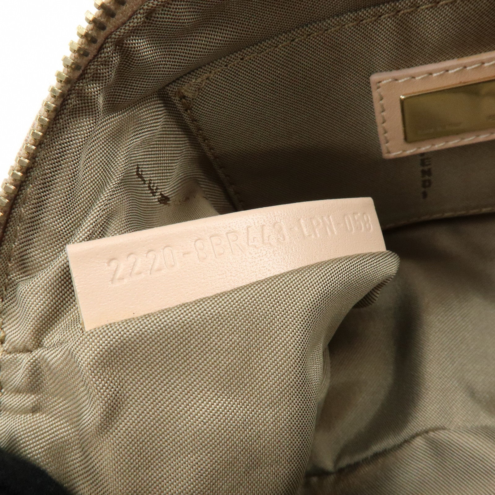 FENDI Zucchino Canvas Leather Hand Bag Pink Beige 8BR443