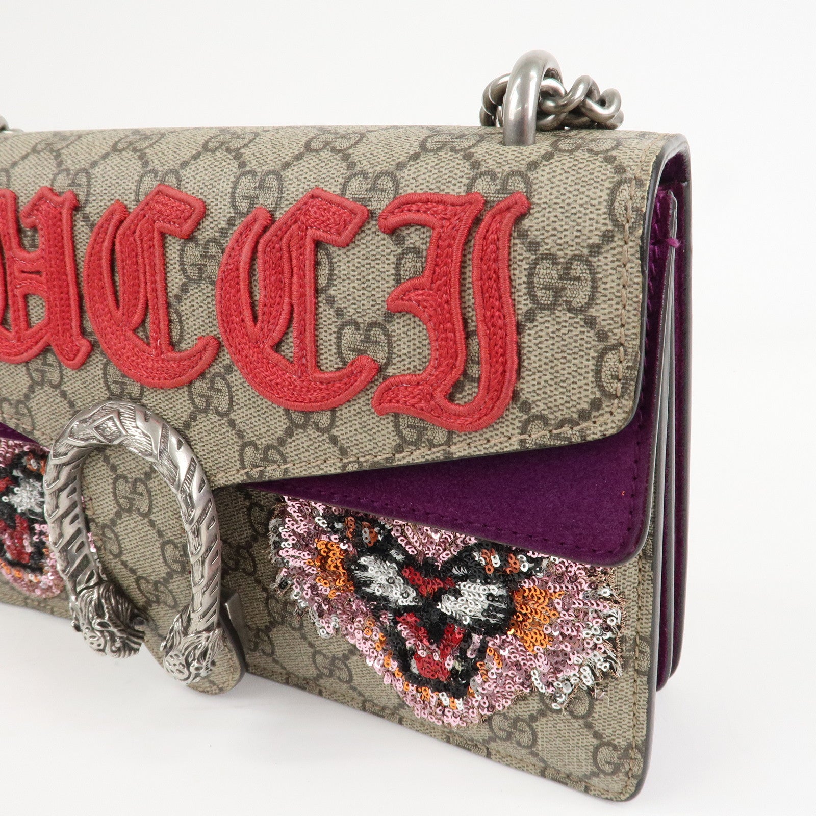 GUCCI Dionysus GG Supreme Suede Medium Chain Shoulder Bag 400249