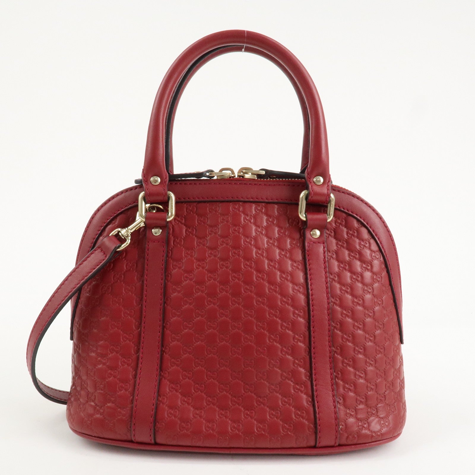 GUCCI Micro Guccissima Leather 2Way Hand Shoulder Bag Red 449654 Used