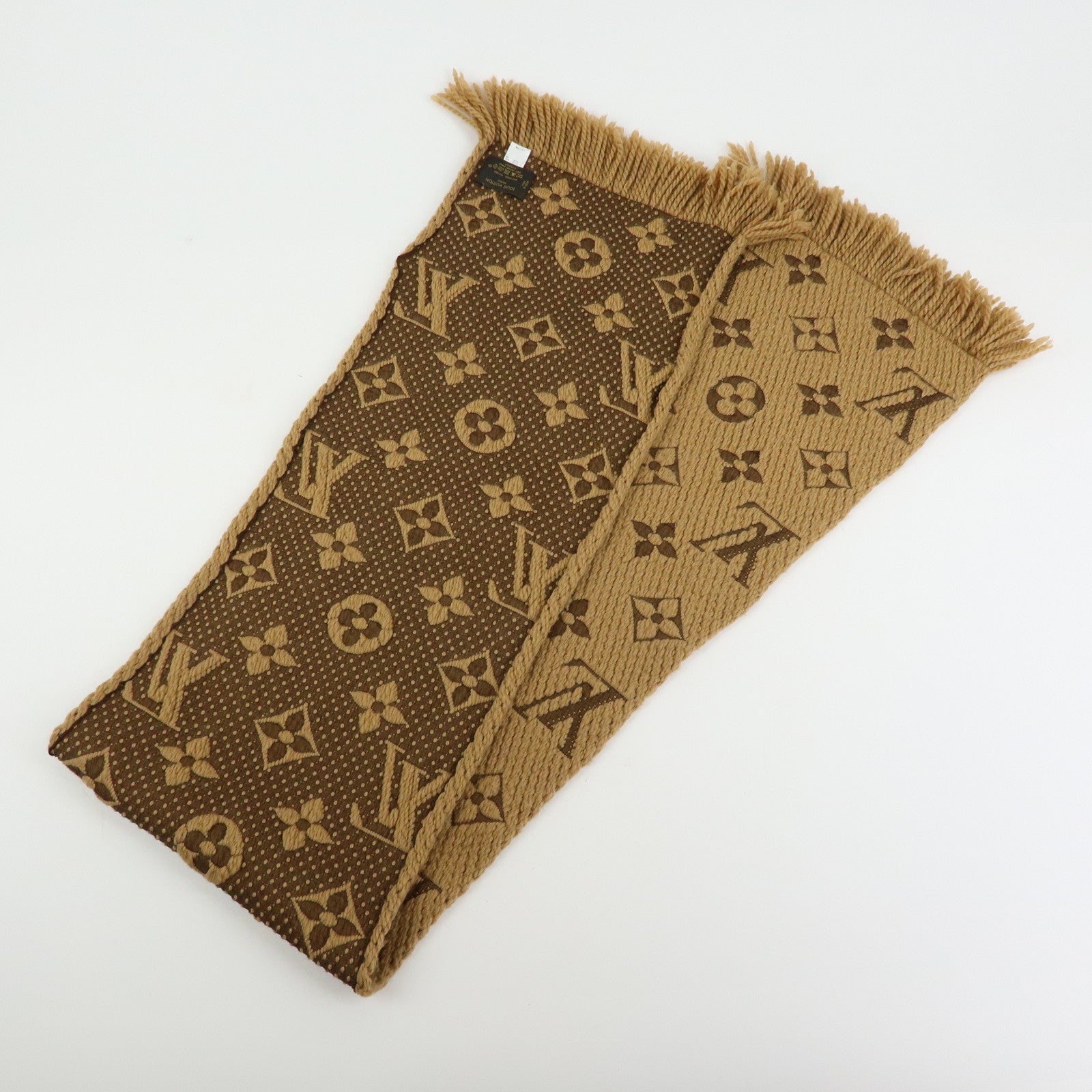 Louis Vuitton Monogram Echarpe Logomania Wool Scarf Camel 413287