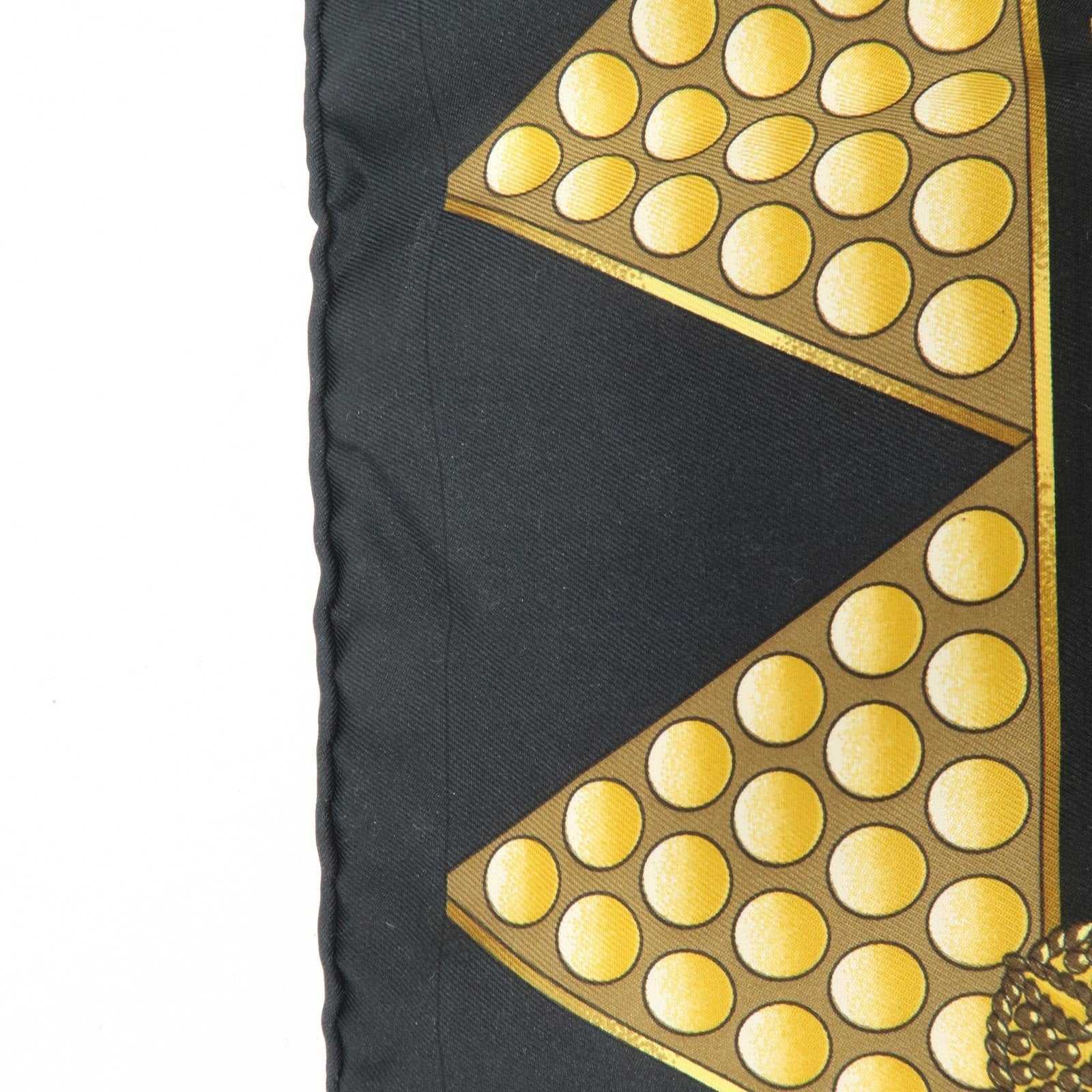 HERMES Carre 90 Silk 100% Scarf L'OR DES CHEFS Black Yellow