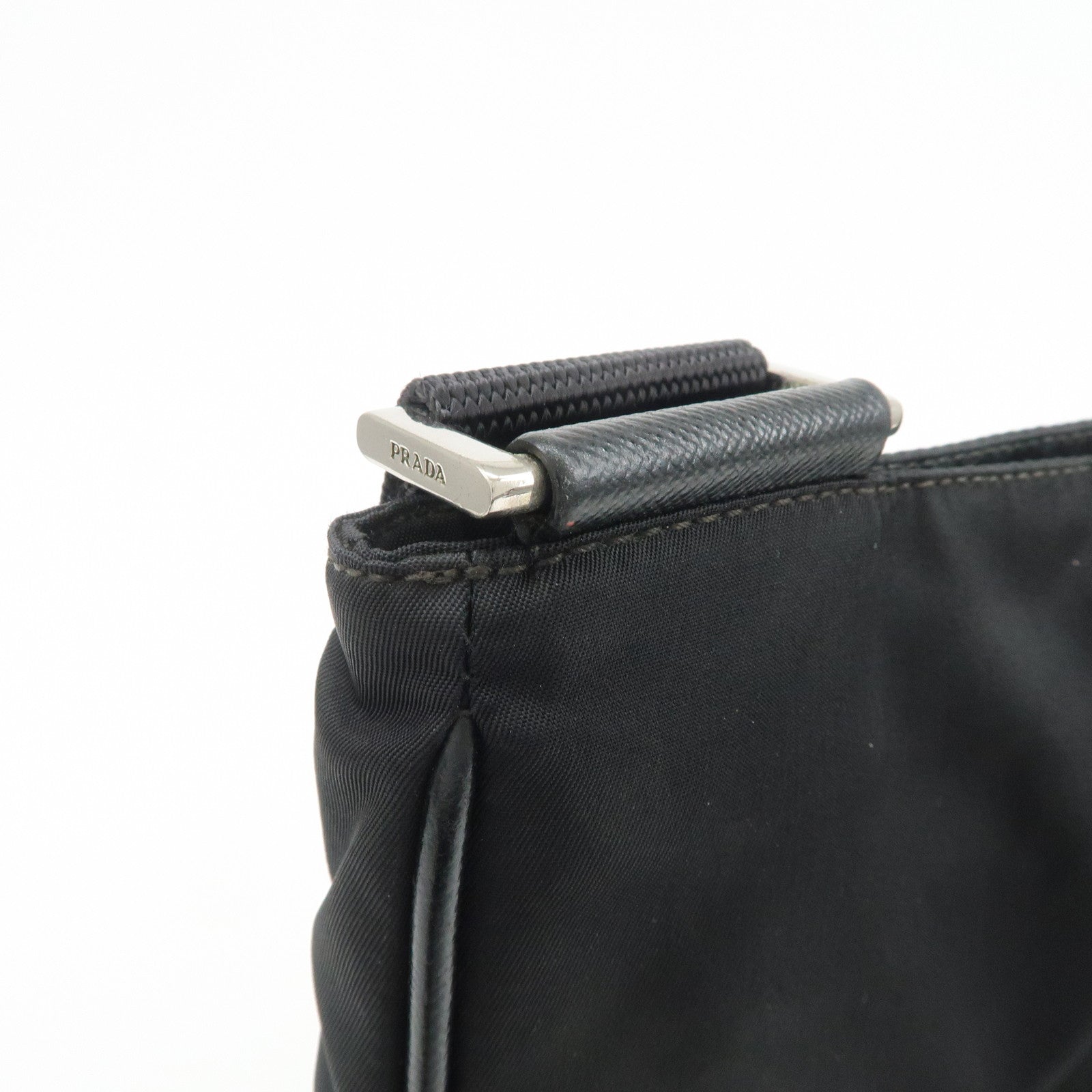 PRADA Triangle Logo Nylon Leather Shoulder Bag Crossbody Bag VA0348