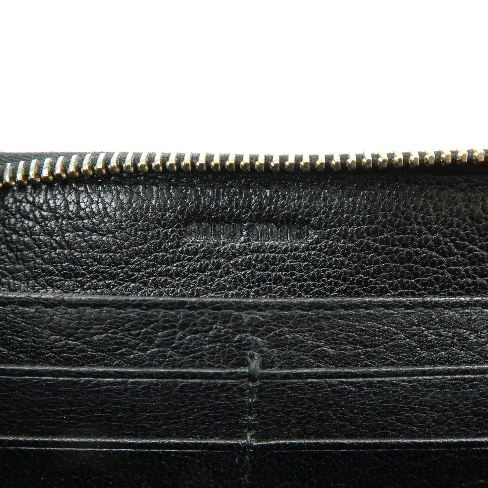 MIU MIU Logo Leather Studs Zippy Long Wallet Black 5M0506