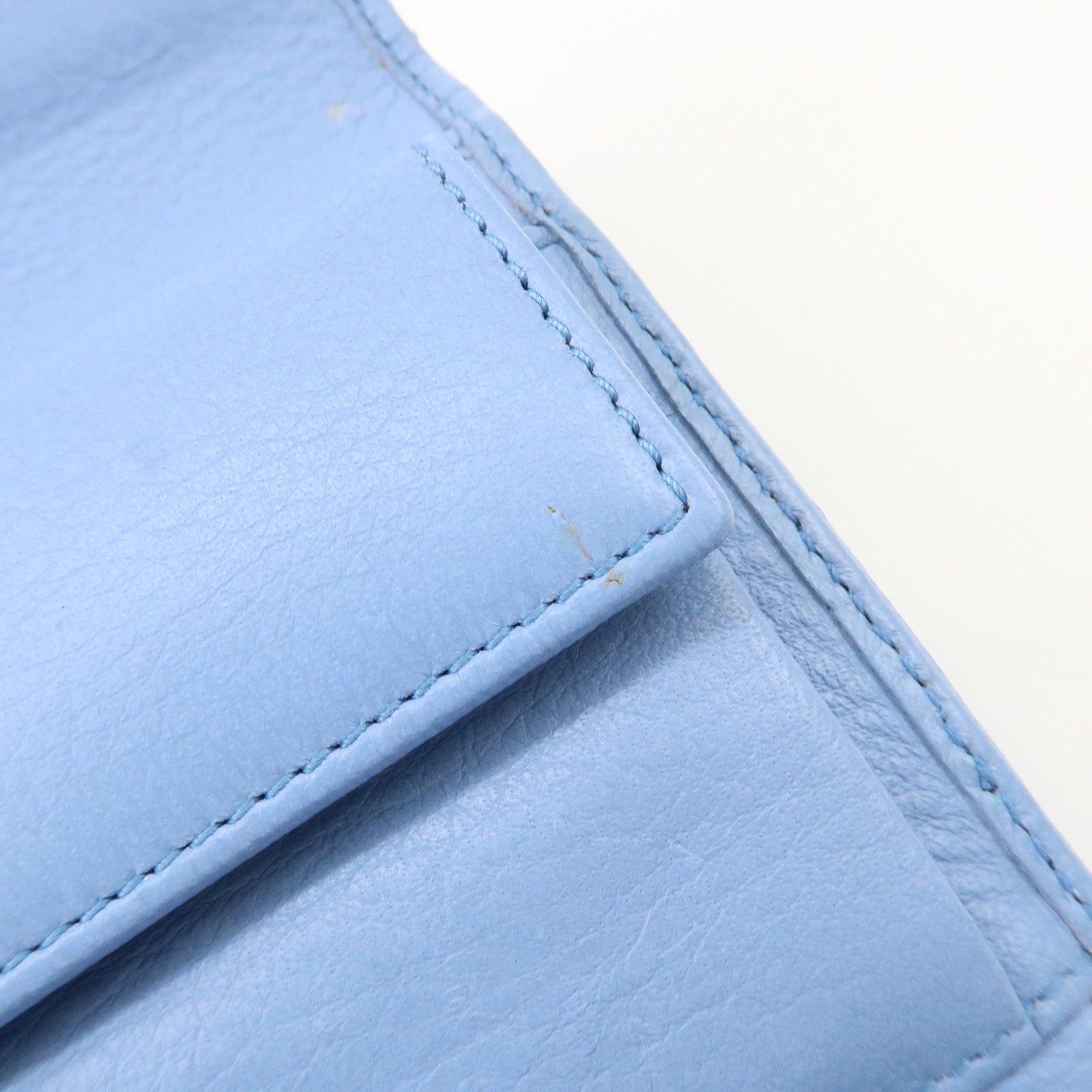 GUCCI Trifold Leather Wallet Blue Gold Hardware 346057 Used