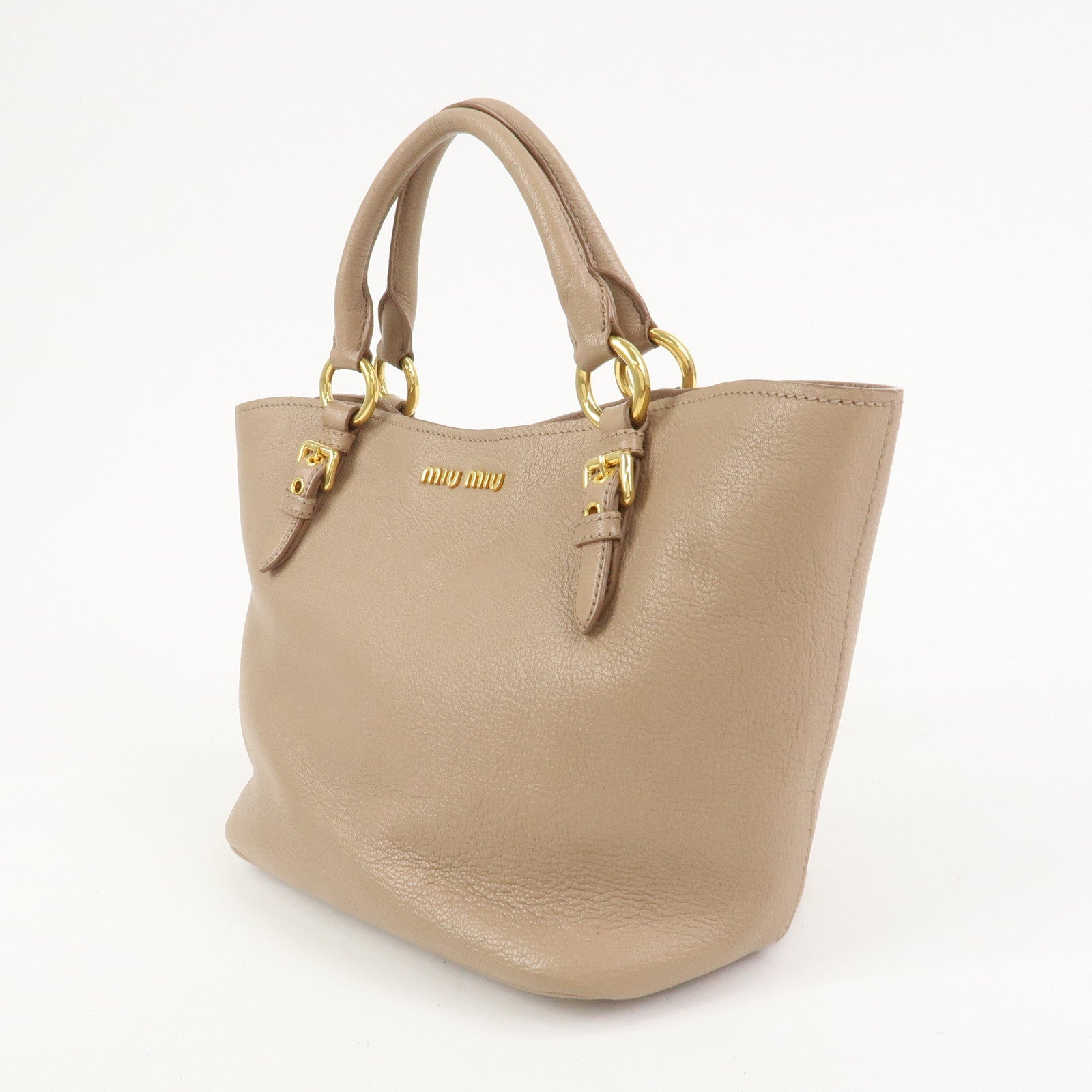 MIU MIU Madras Leather 2Way Shoulder Bag Hand Bag Pink Beige RN0886