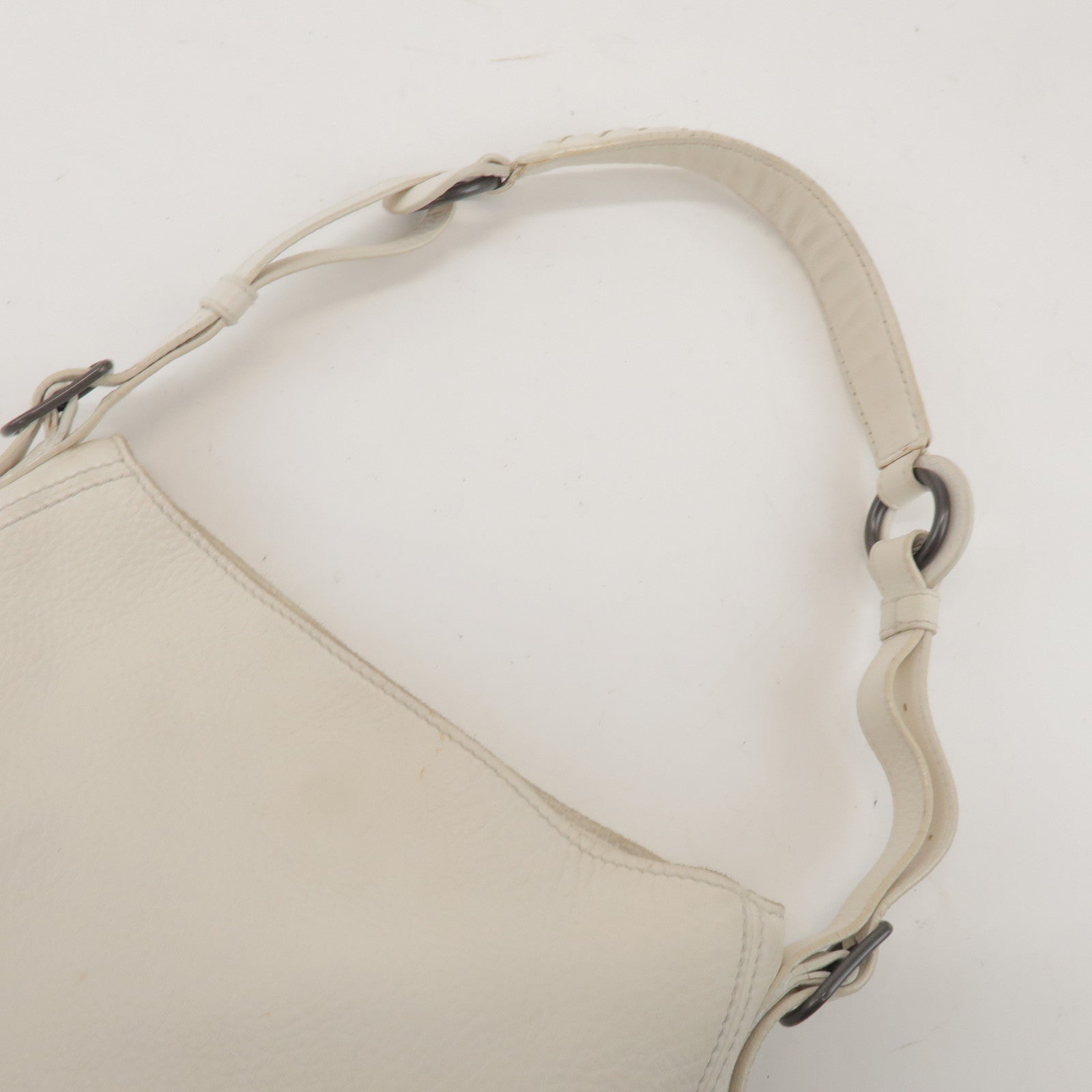 BOTTEGA VENETA Cervo Leather Shoulder Bag Hand Bag White 133507