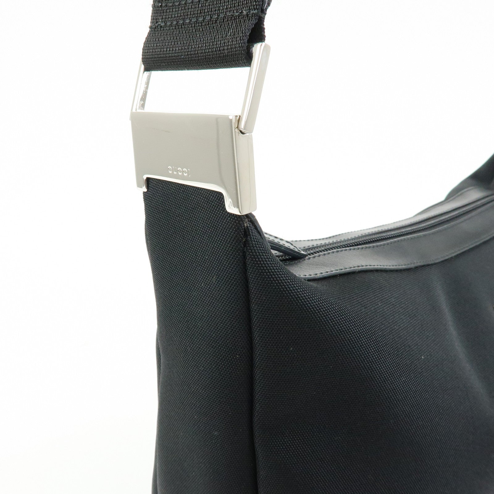 GUCCI Nylon Leather Shoulder Bag Crossbody Bag Black 34037