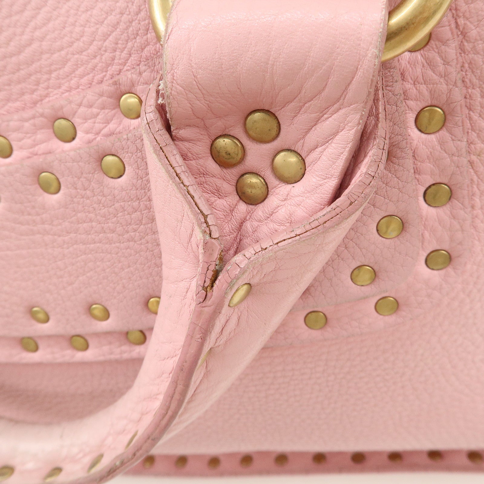 CELINE Leather Boogie Bag Hand Bag Tote Bag Pink