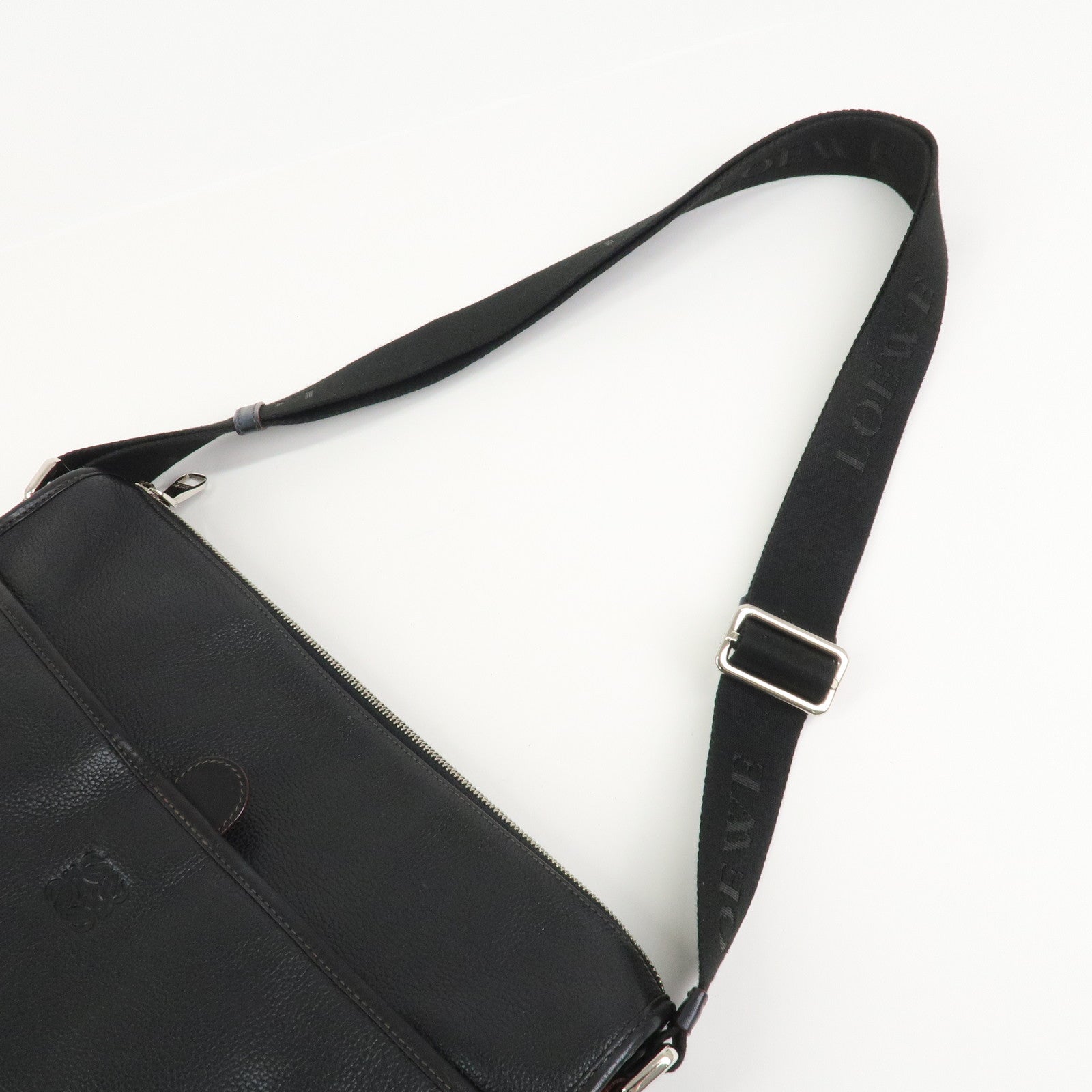 LOEWE Anagram Leather Shoulder Bag Crossbody Bag Black