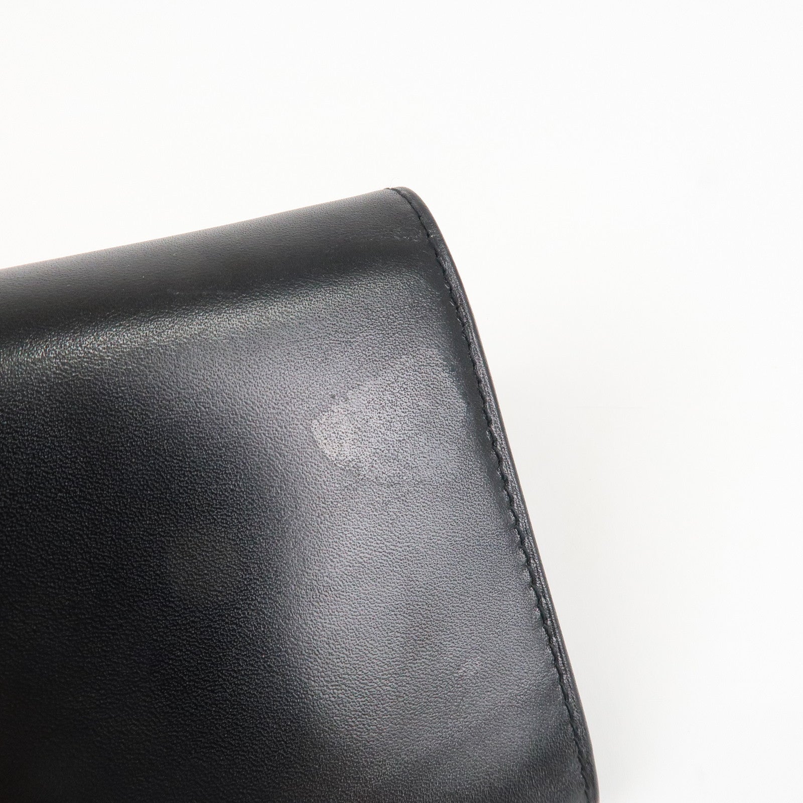 Ferragamo Vara Ribbon Leather Bi-fold Long Wallet Black Gold HDW Used