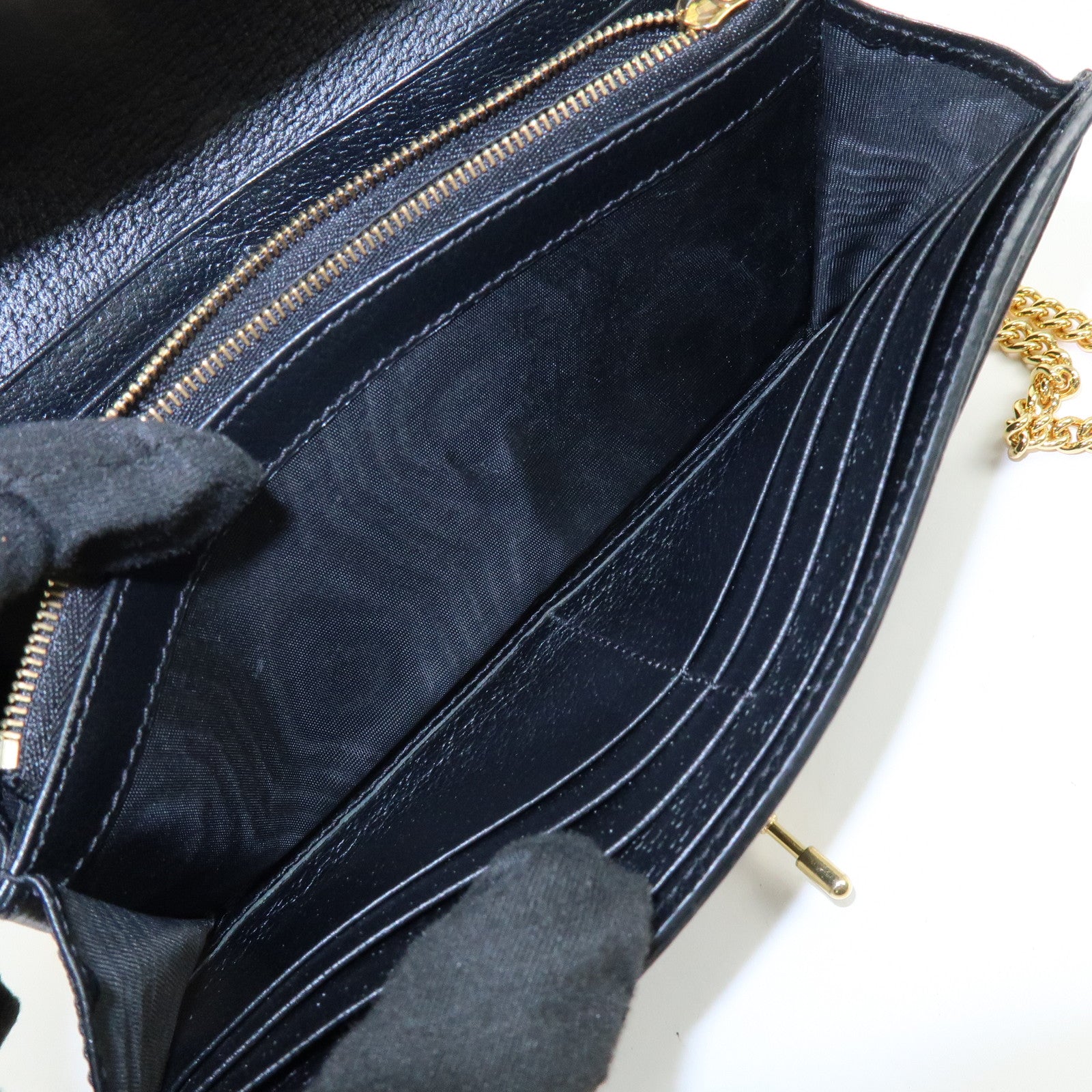 GUCCI Jackie 1961 GG Denim Calf Leather Chain Wallet 652681.0416