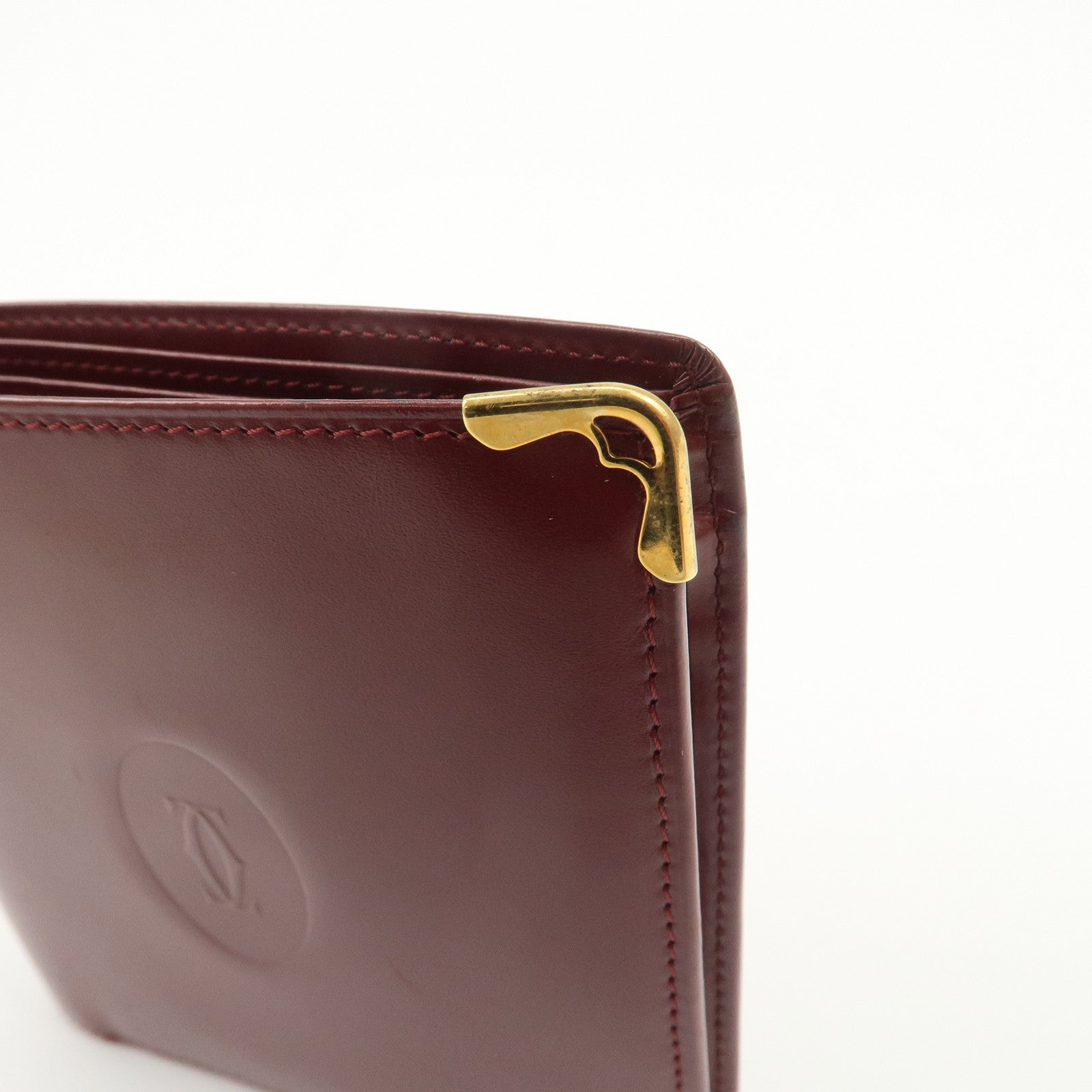 Cartier Must de Cartier Logo Leather Compact Wallet Bordeaux